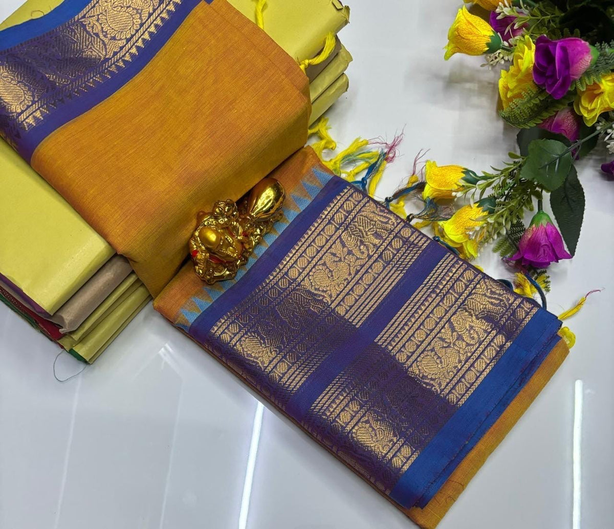 PURE KANCHI COTTON SAREES - CHROME YELLOW