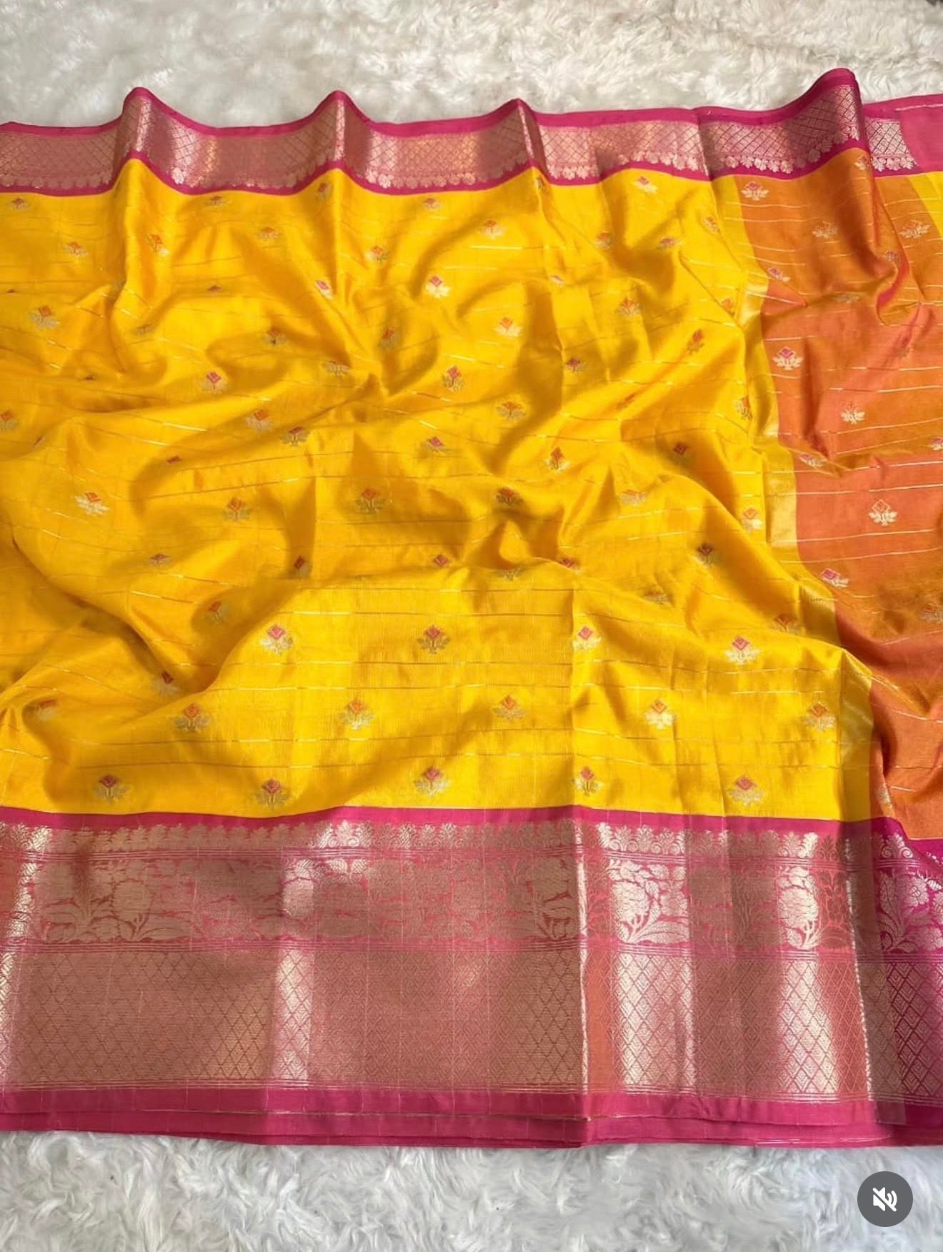 PREMIUM BANARASI KATAAN SILK SAREE - YELLOW