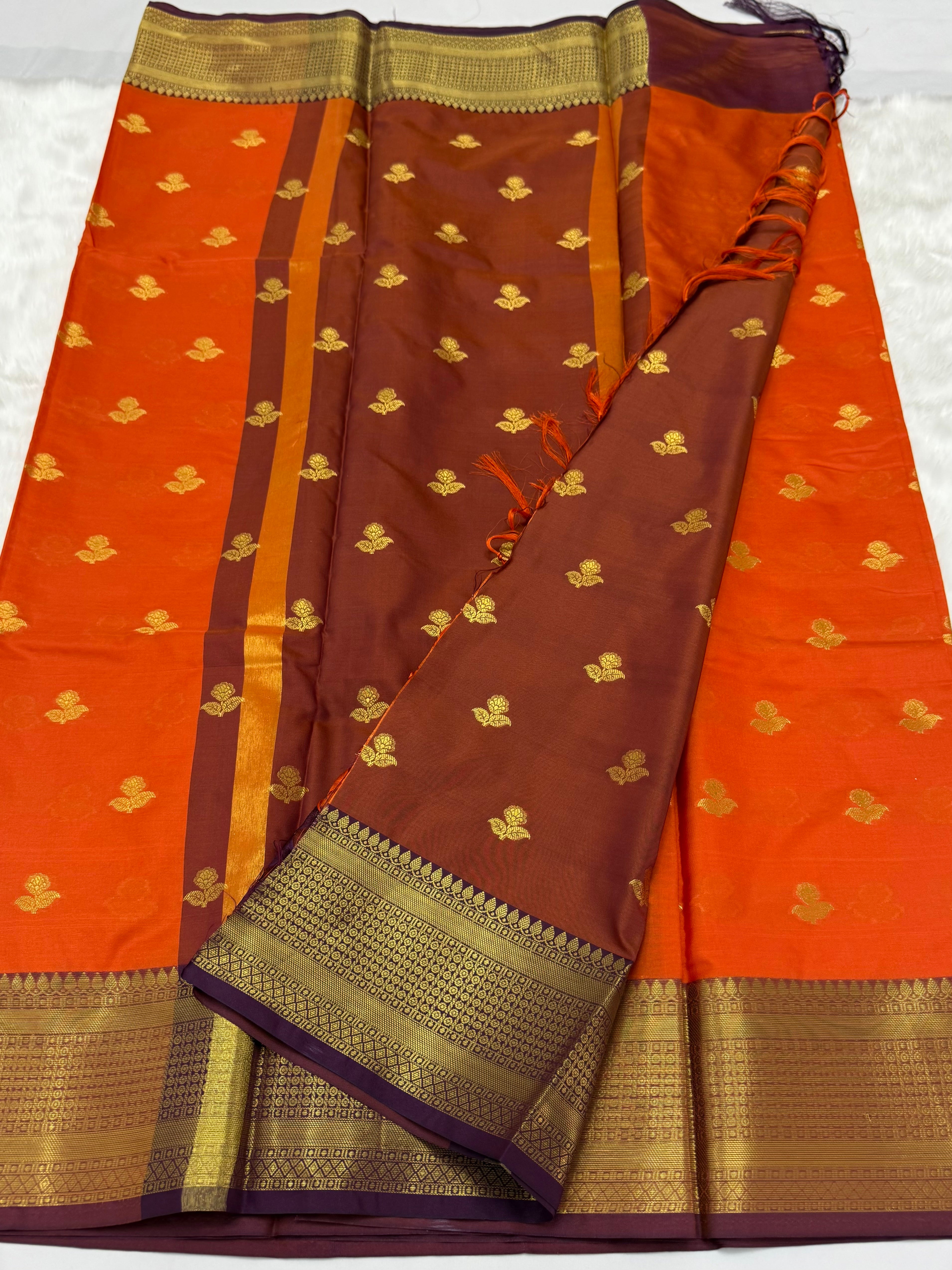 TRENDING BANARASI SILK SAREE - RUST ORANGE