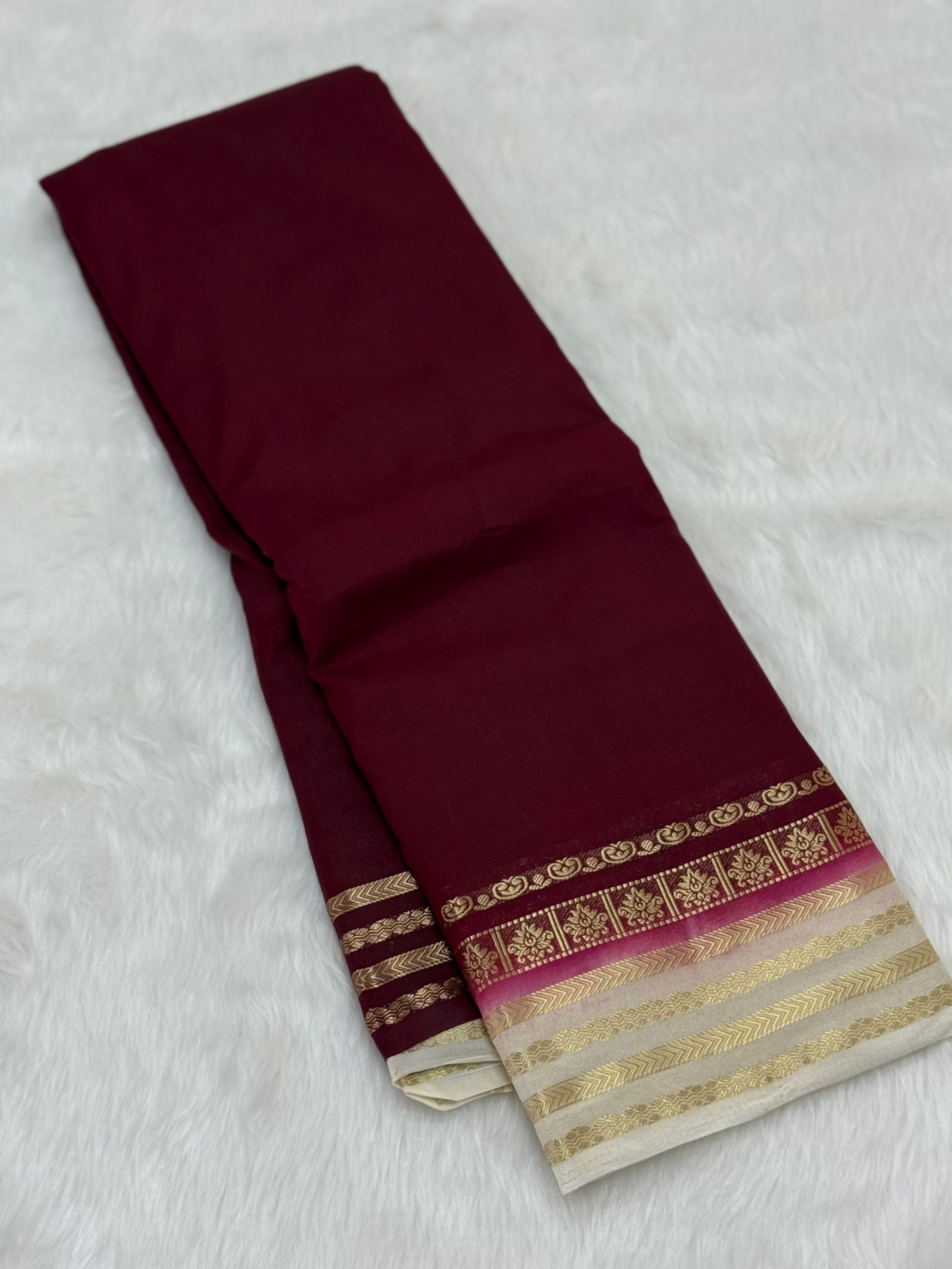 PREMIUM SEMI MYSORE SILK SAREE - BURGUNDY