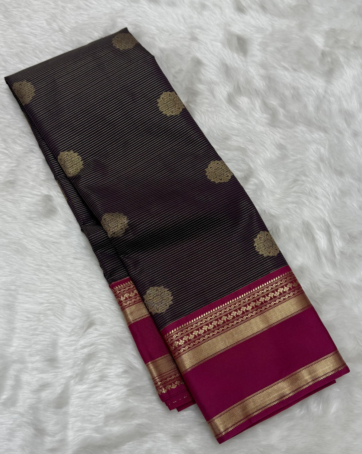 PREMIUM SEMI KANCHI SILK SAREE - EGGPLANT