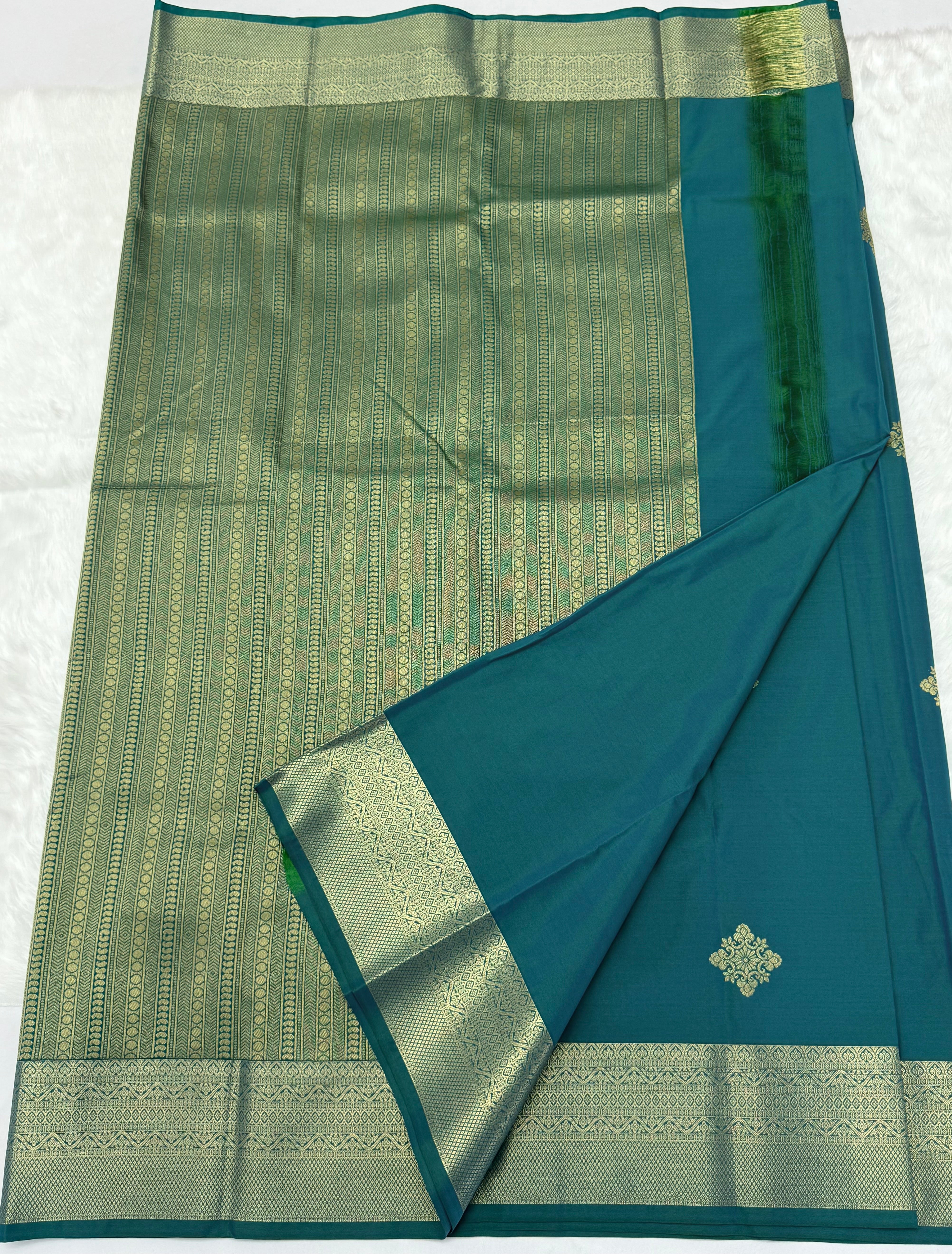 PREMIUM SEMI KANCHI SILK SAREE - TEAL