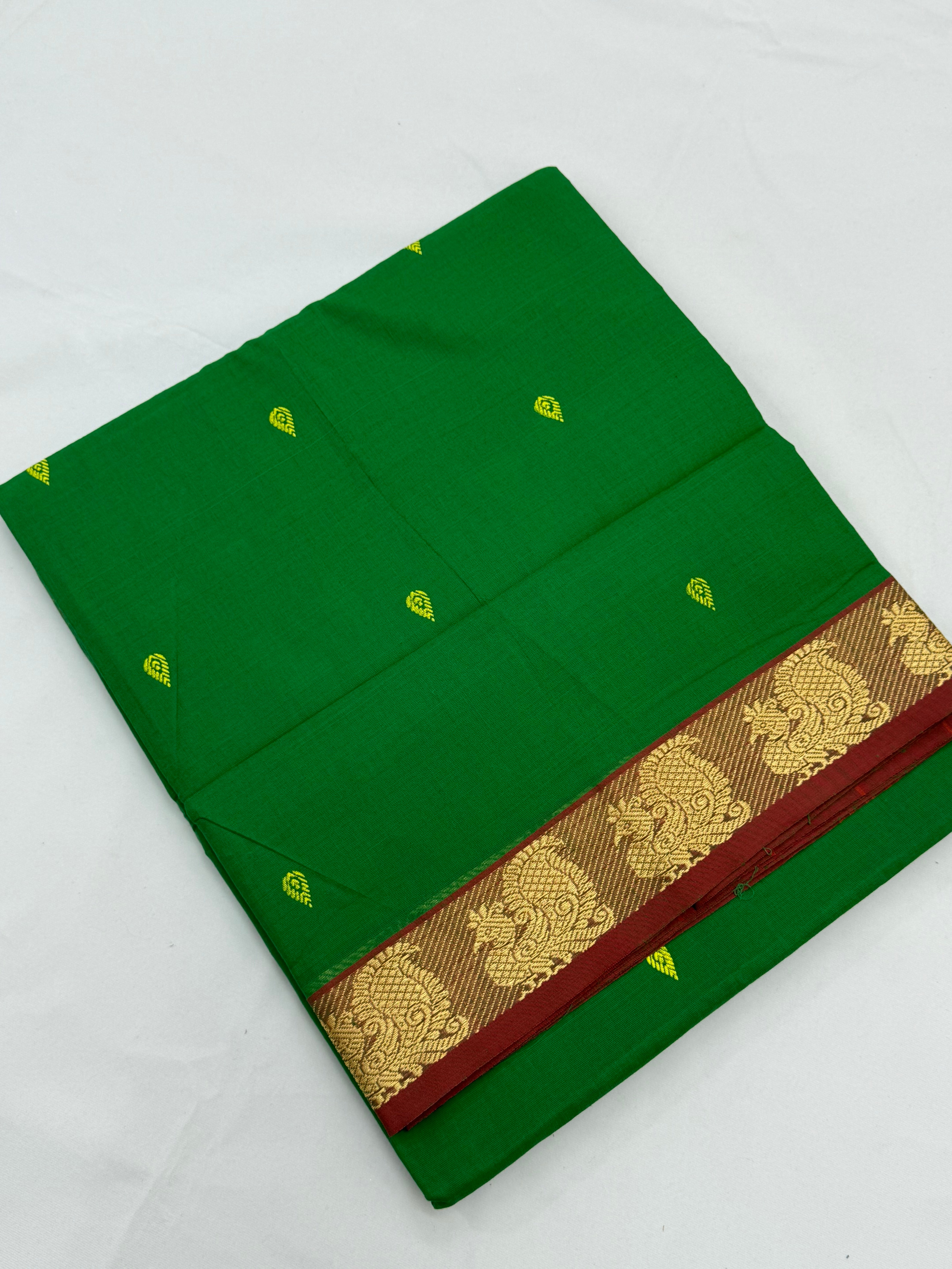 CHETTINADU COTTON SAREES - GREEN