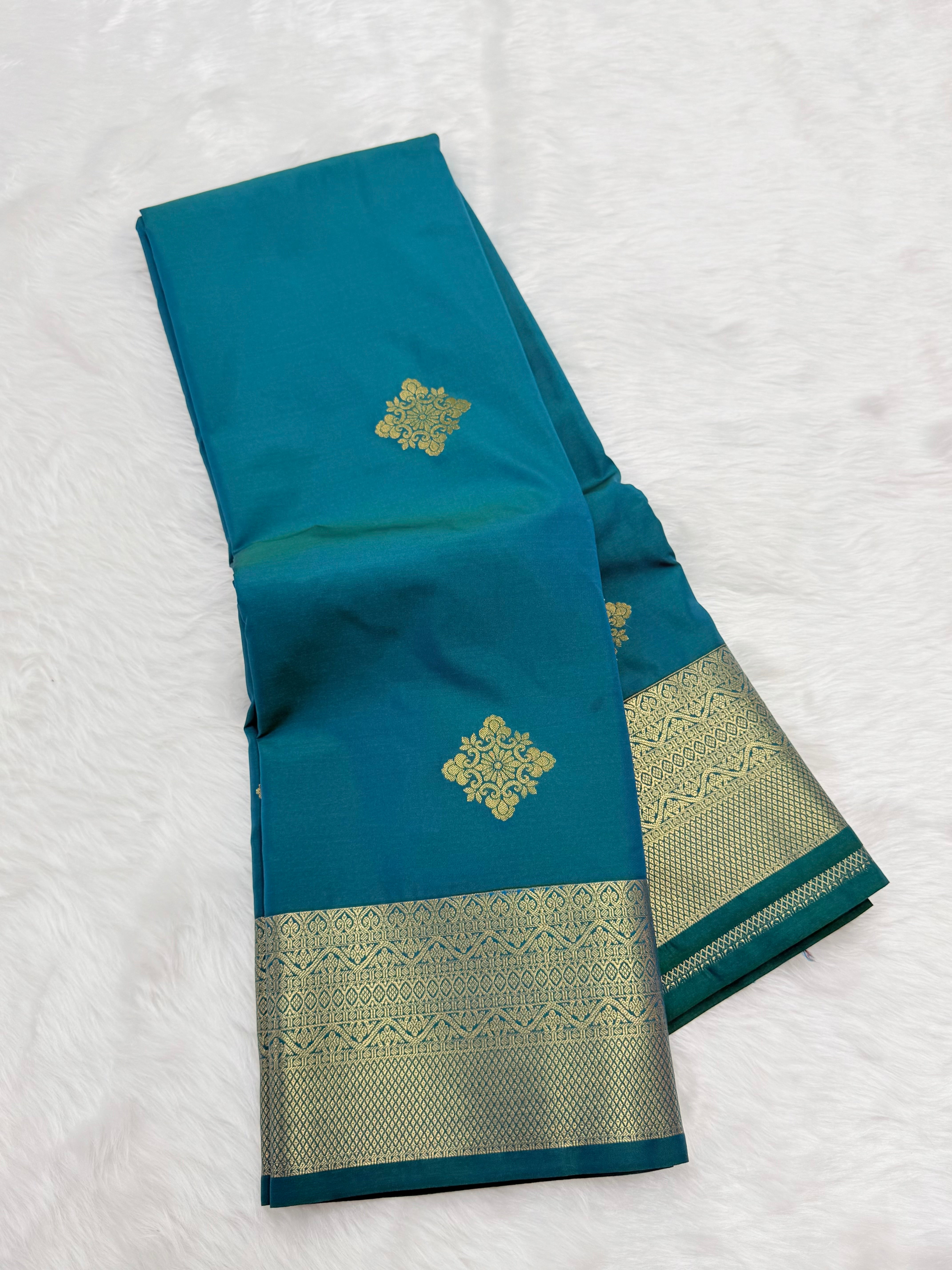 PREMIUM SEMI KANCHI SILK SAREE - TEAL