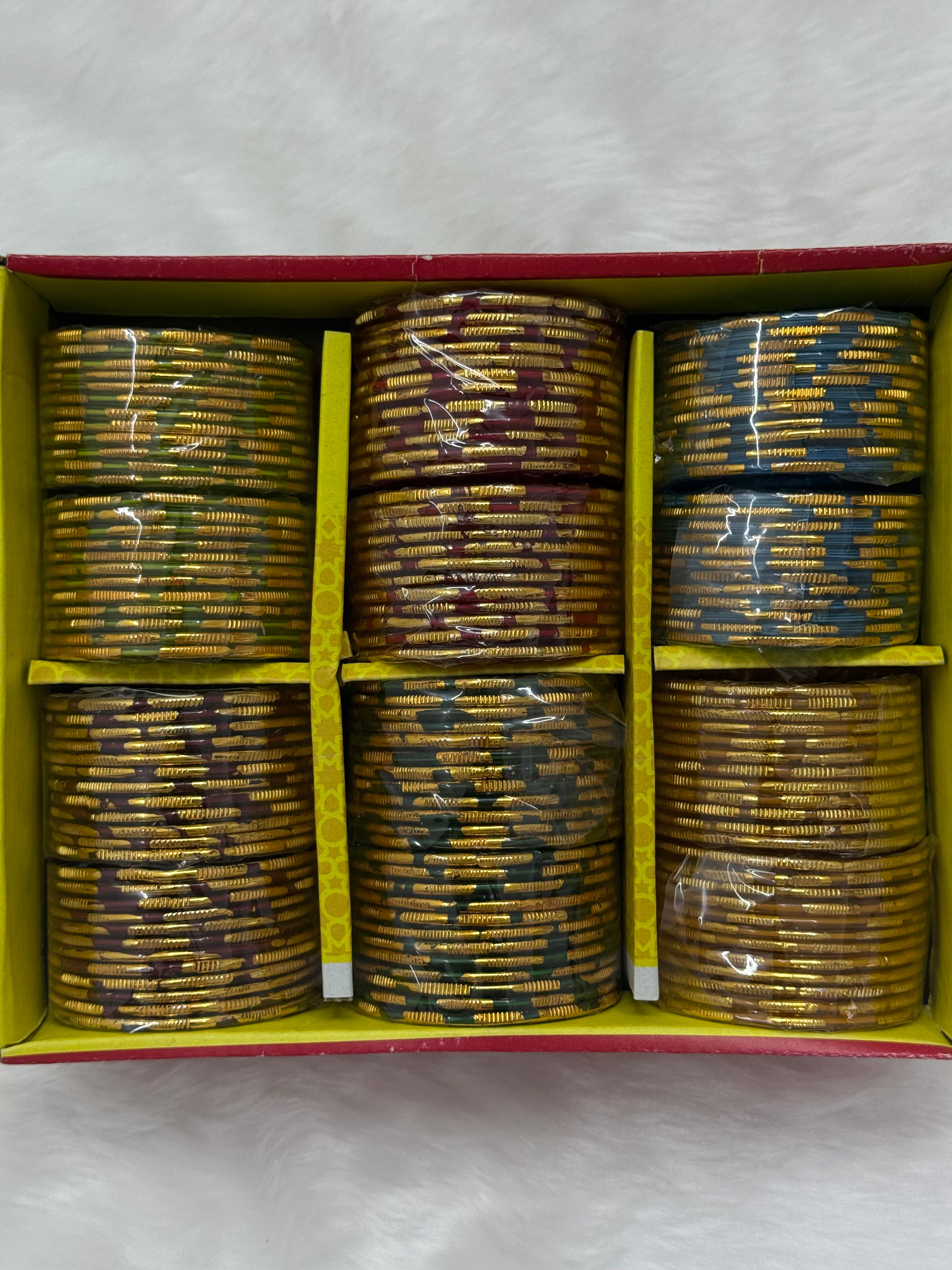TRADITIONAL BABY SHOWER GLASS BANGLES - MULTI COLOUR MIX (BOX OF 144 PCS)