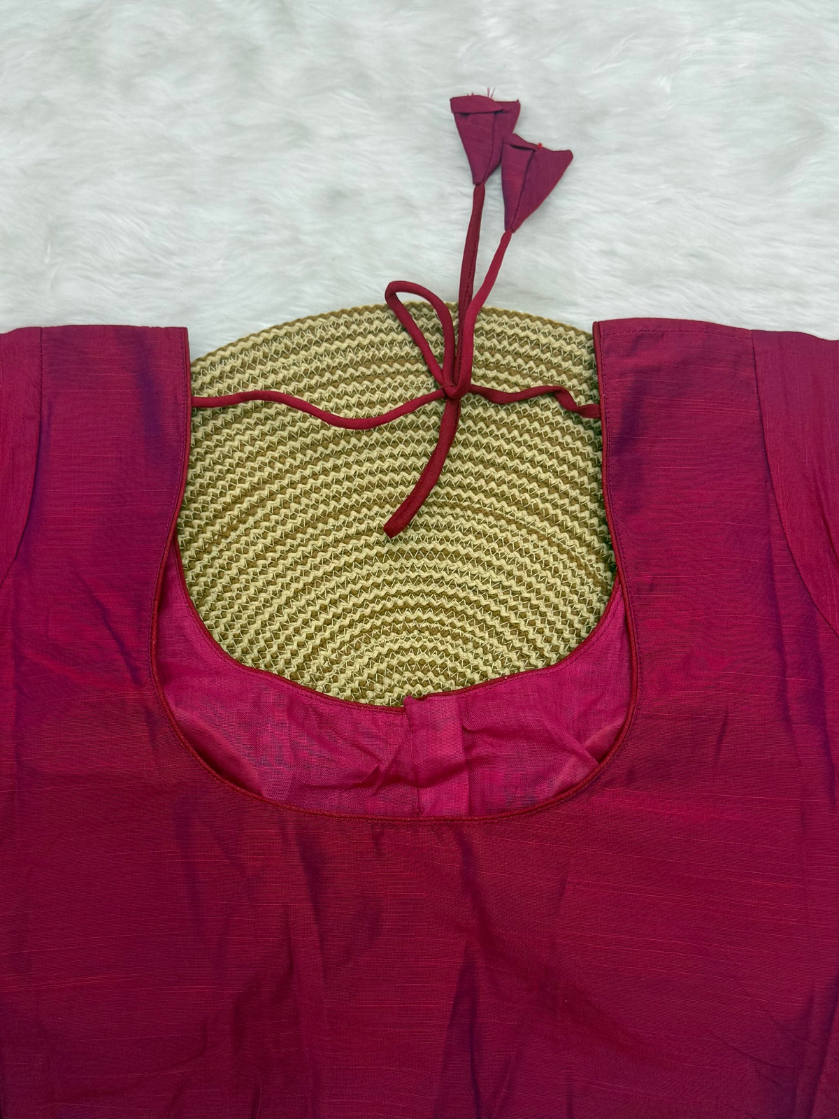 PLAIN SILK READY TO WEAR SAREE BLOUSE - BERRY PINK
