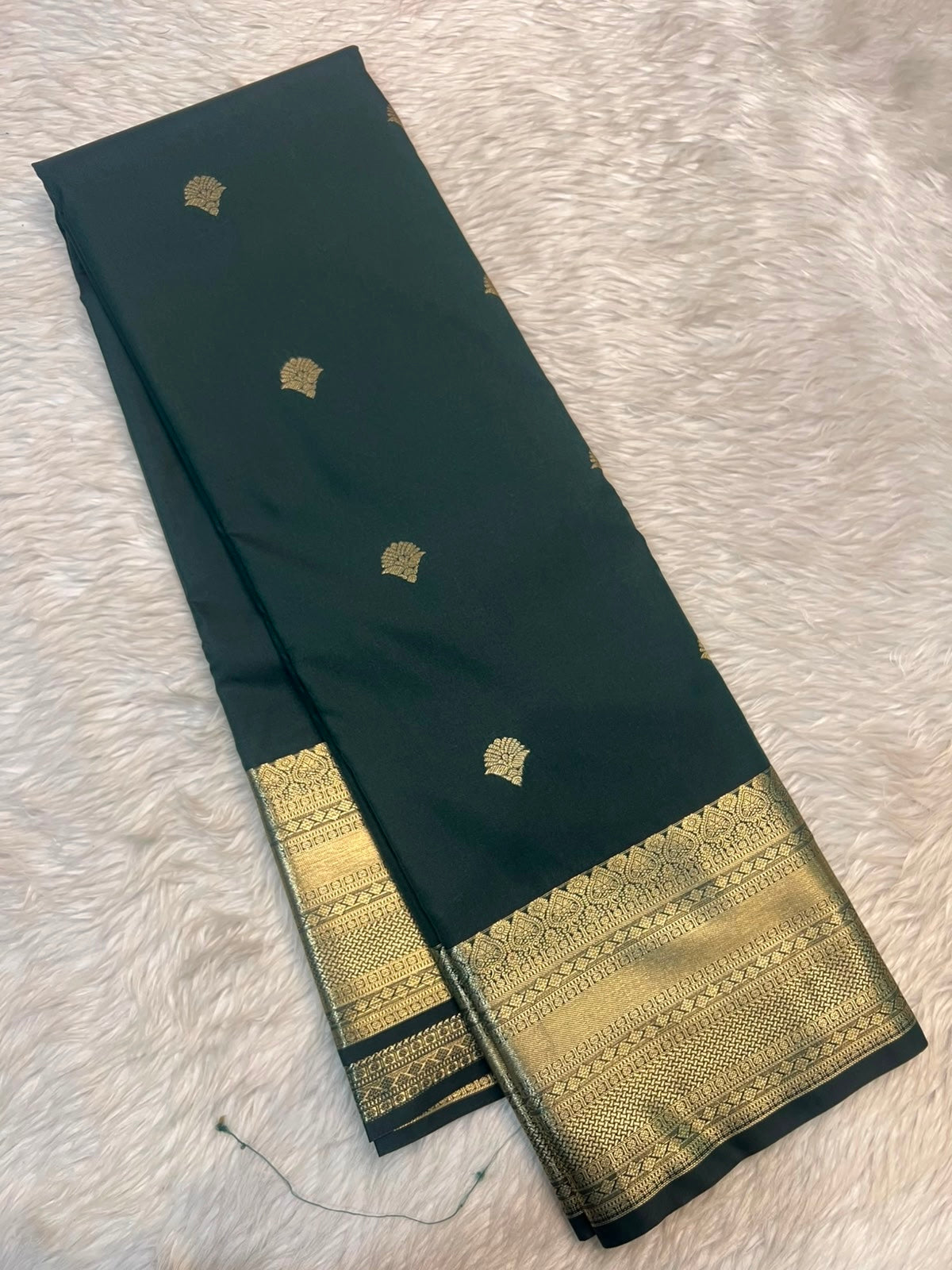 PREMIUM SEMI KANCHI SILK SAREE - SACRAMENTO GREEN