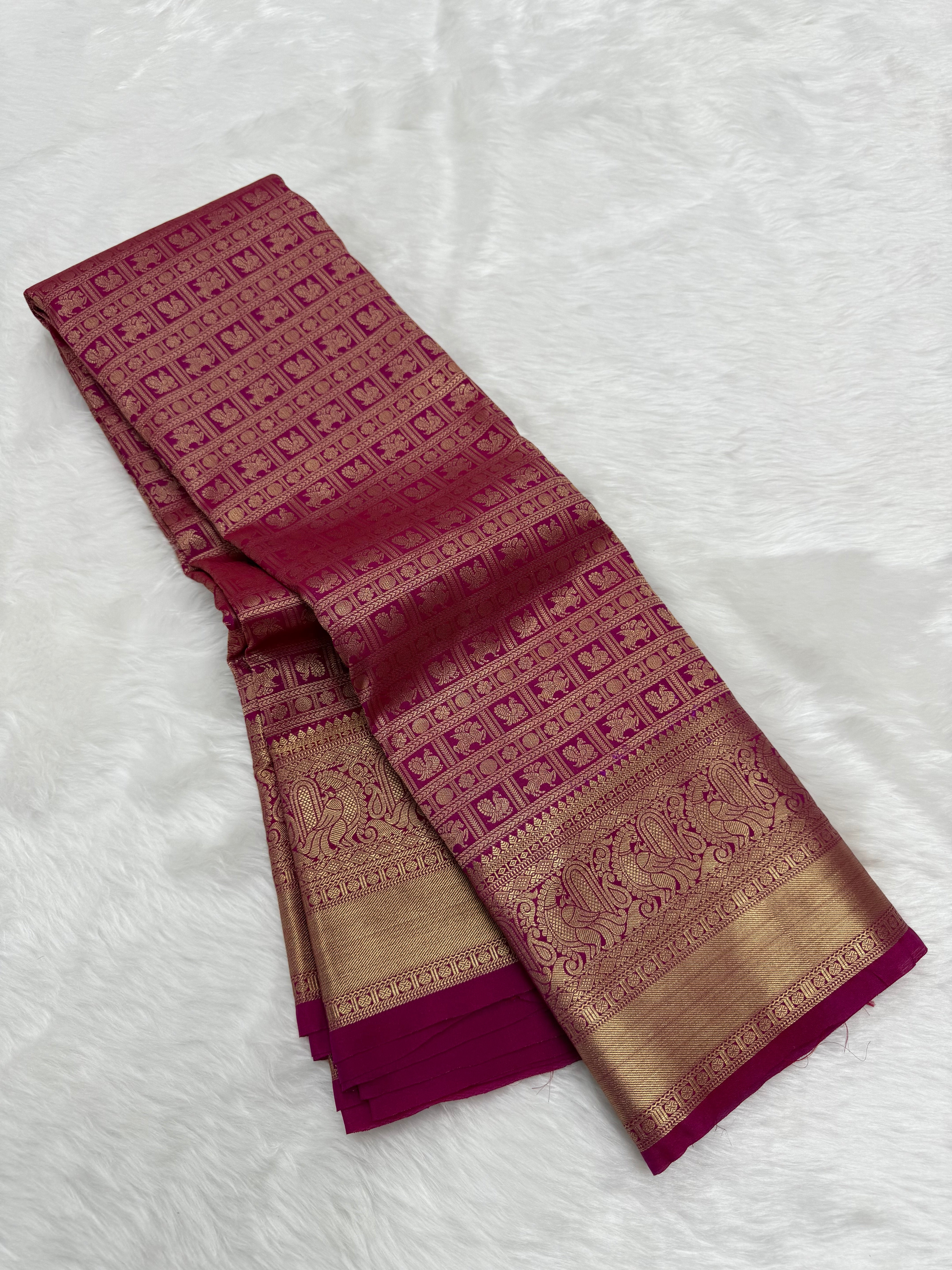 PREMIUM SEMI KANCHI SILK SAREE - FUCHSIA PINK
