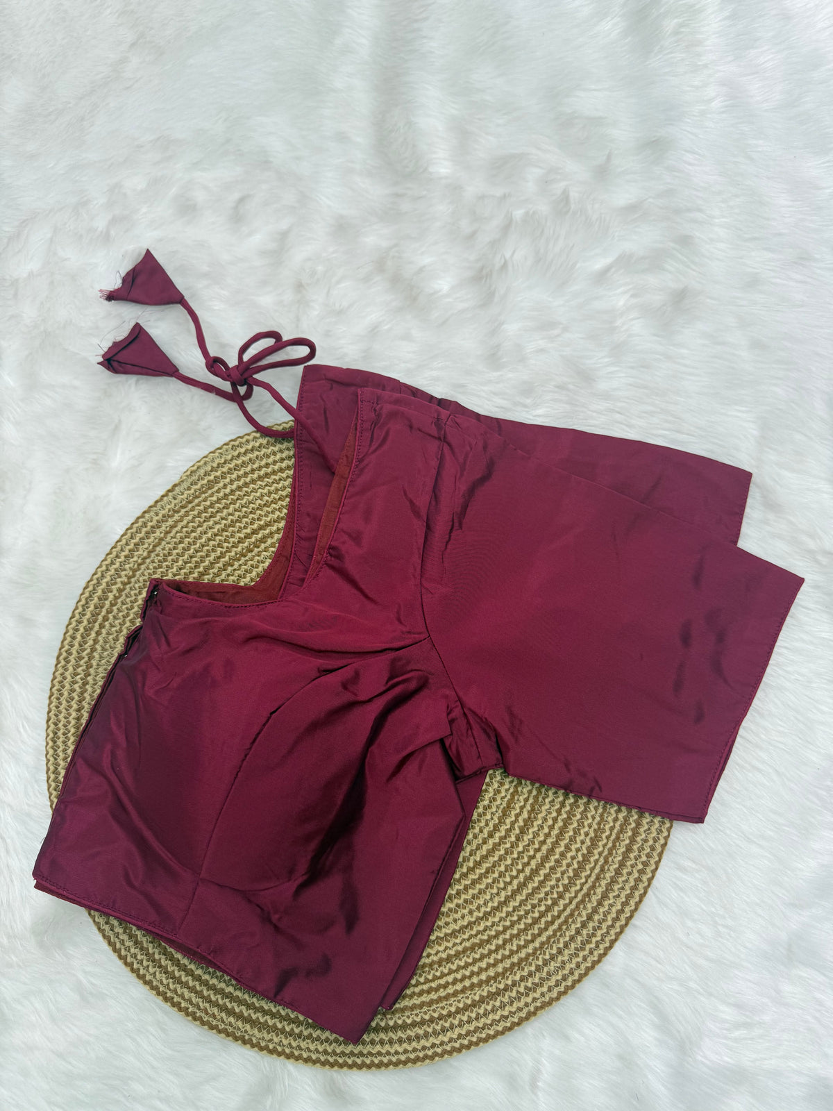 PLAIN SILK READY TO WEAR SAREE BLOUSE - RUBY PINK