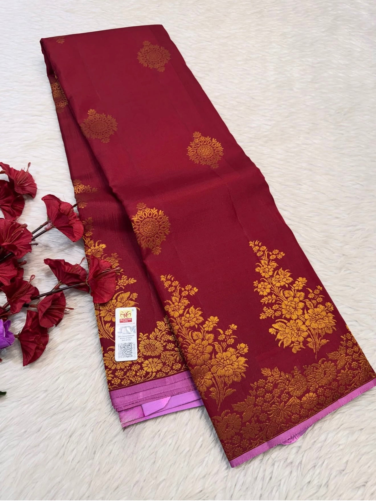 KANCHIPURAM PURE SILK SAREE | SILKMARK® CERTIFIED - DEEP RED