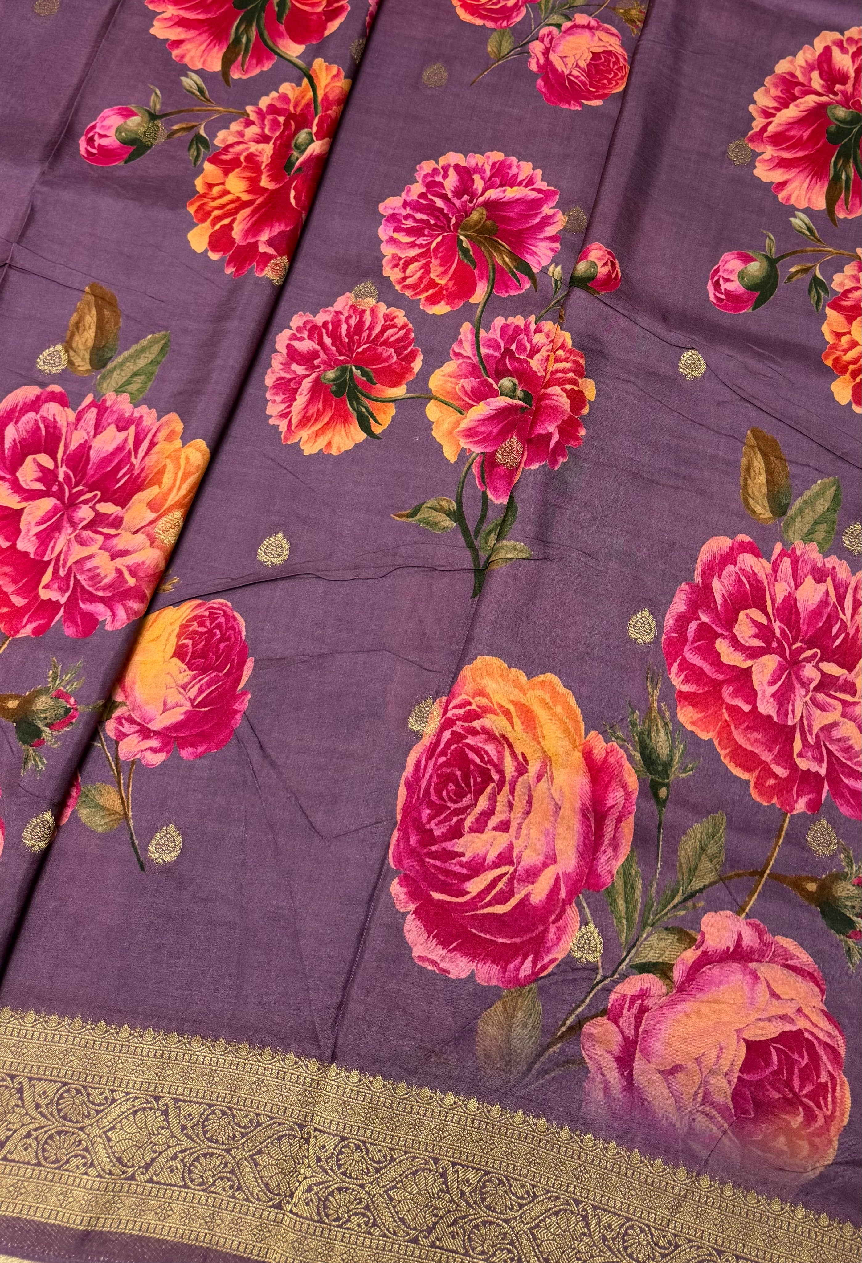 PREMIUM FLORAL PRINTED MASAKALI SAREE - MULTICOLOUR