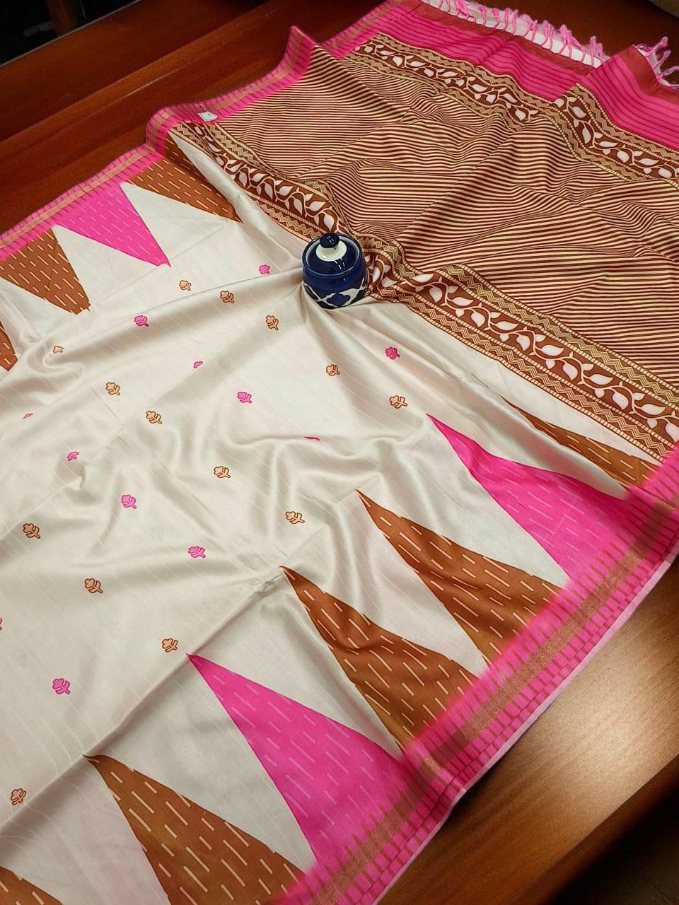 SILK WORMS SOFT COTTON SAREES - MULTICOLOUR