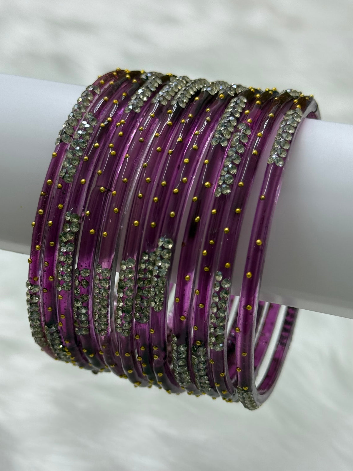 PREMIUM STONE STUDDED GLASS BANGLES PACK OF 12