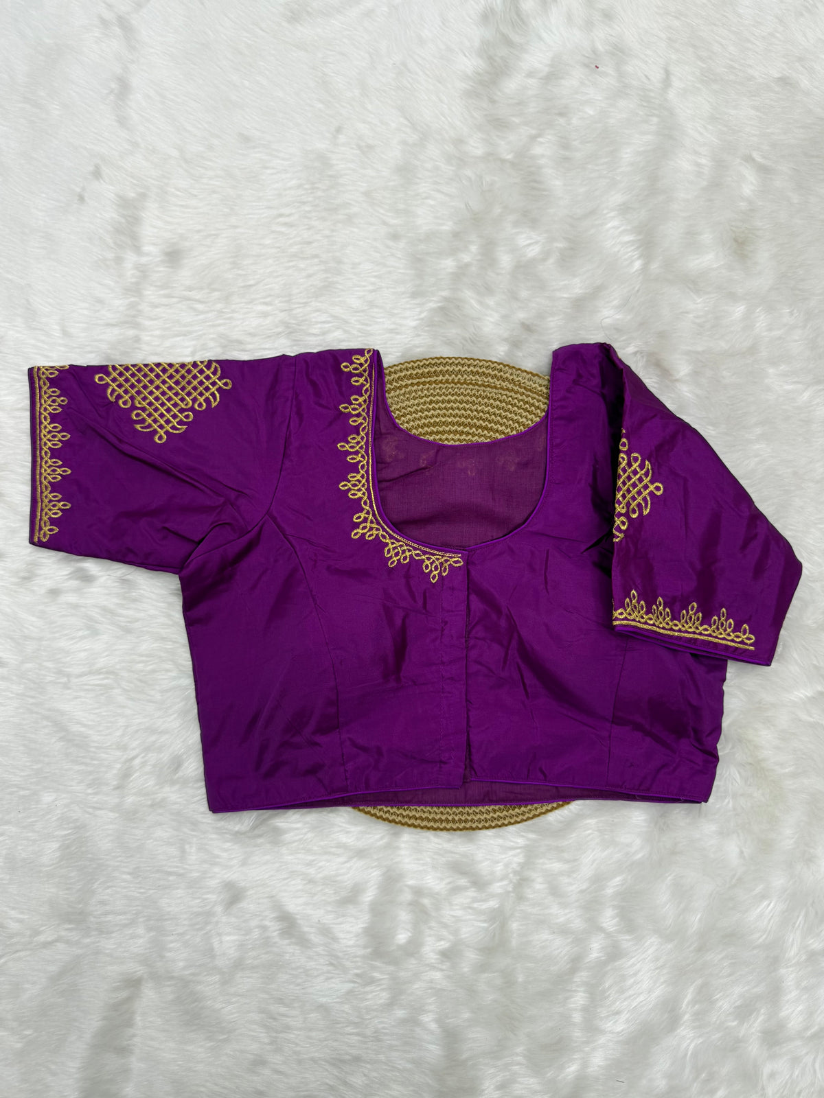 BRIDAL AARI WORK READY TO WEAR SAREE BLOUSE - DEEP VIOLET