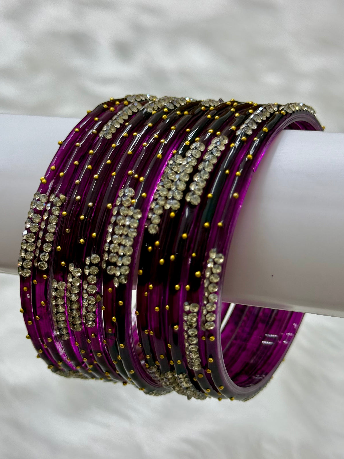 PREMIUM STONE STUDDED GLASS BANGLES PACK OF 12