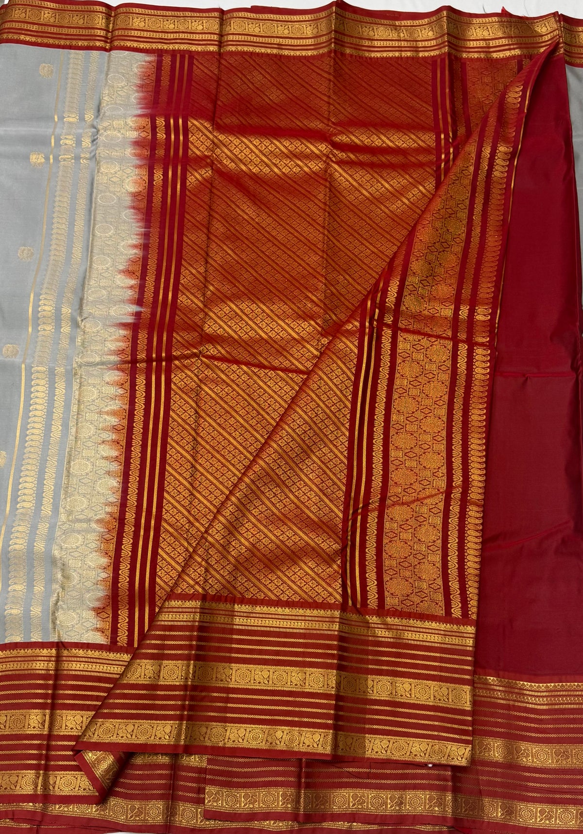 PREMIUM SEMI KANCHI SILK SAREE - GREY