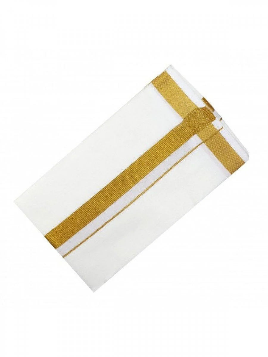 WHITE TOWEL WITH 3/4'' GOLD ZARI BORDER TOWEL