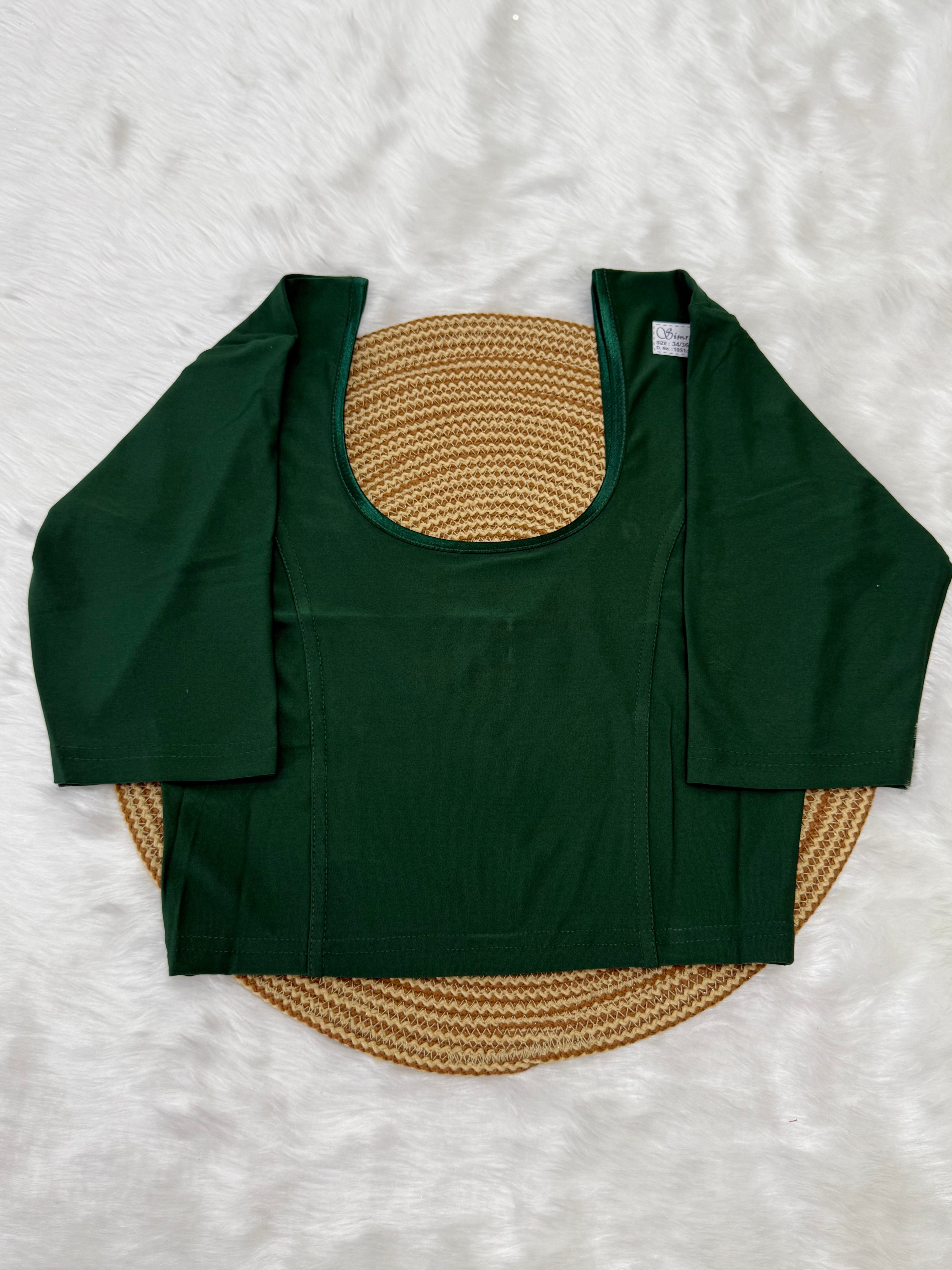 PLAIN ELBOW SLEEVE STRETCHABLE BLOUSE