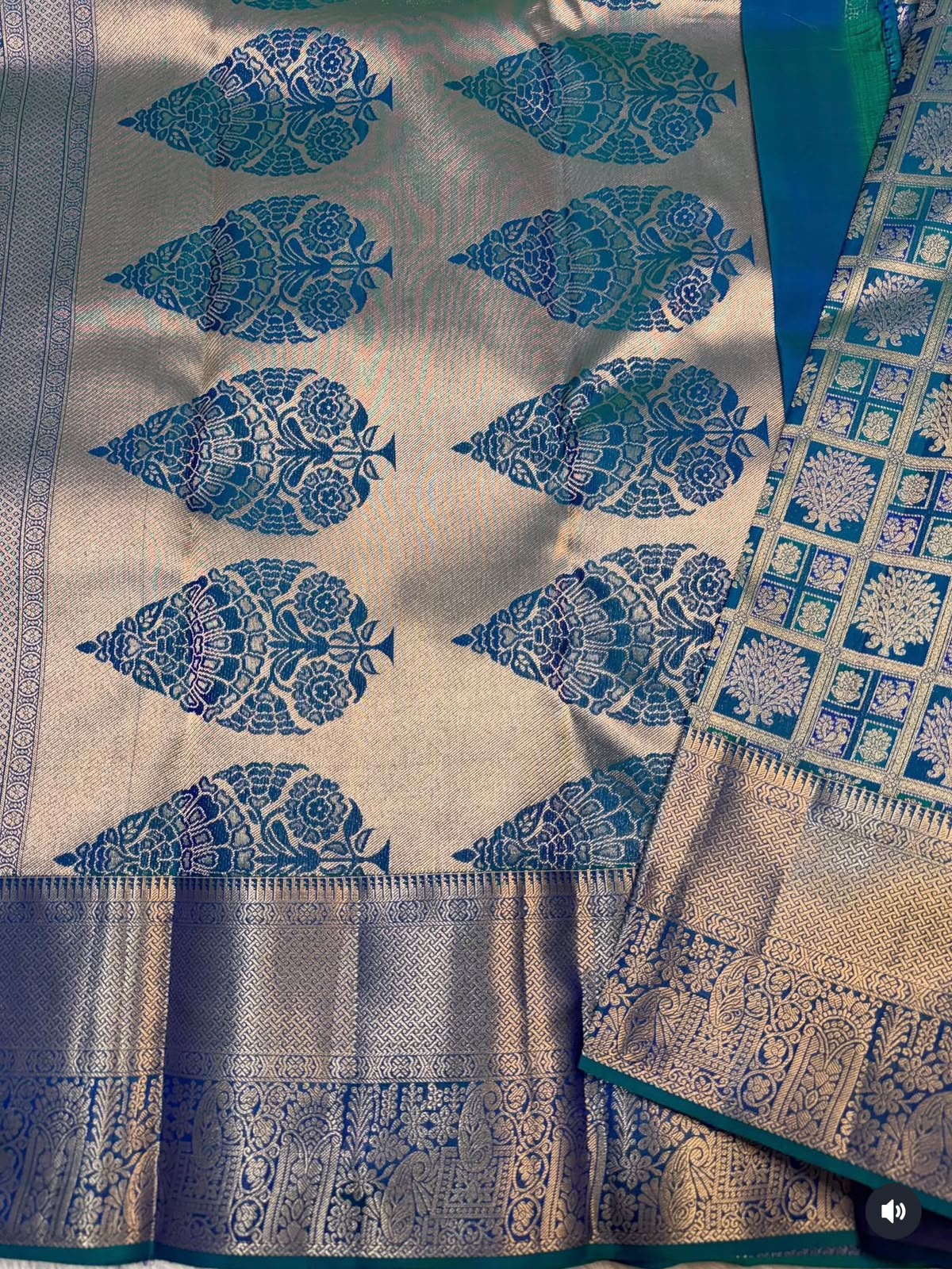 KANCHIPURAM PURE SILK SAREE | SILKMARK® CERTIFIED - TEAL BLUE