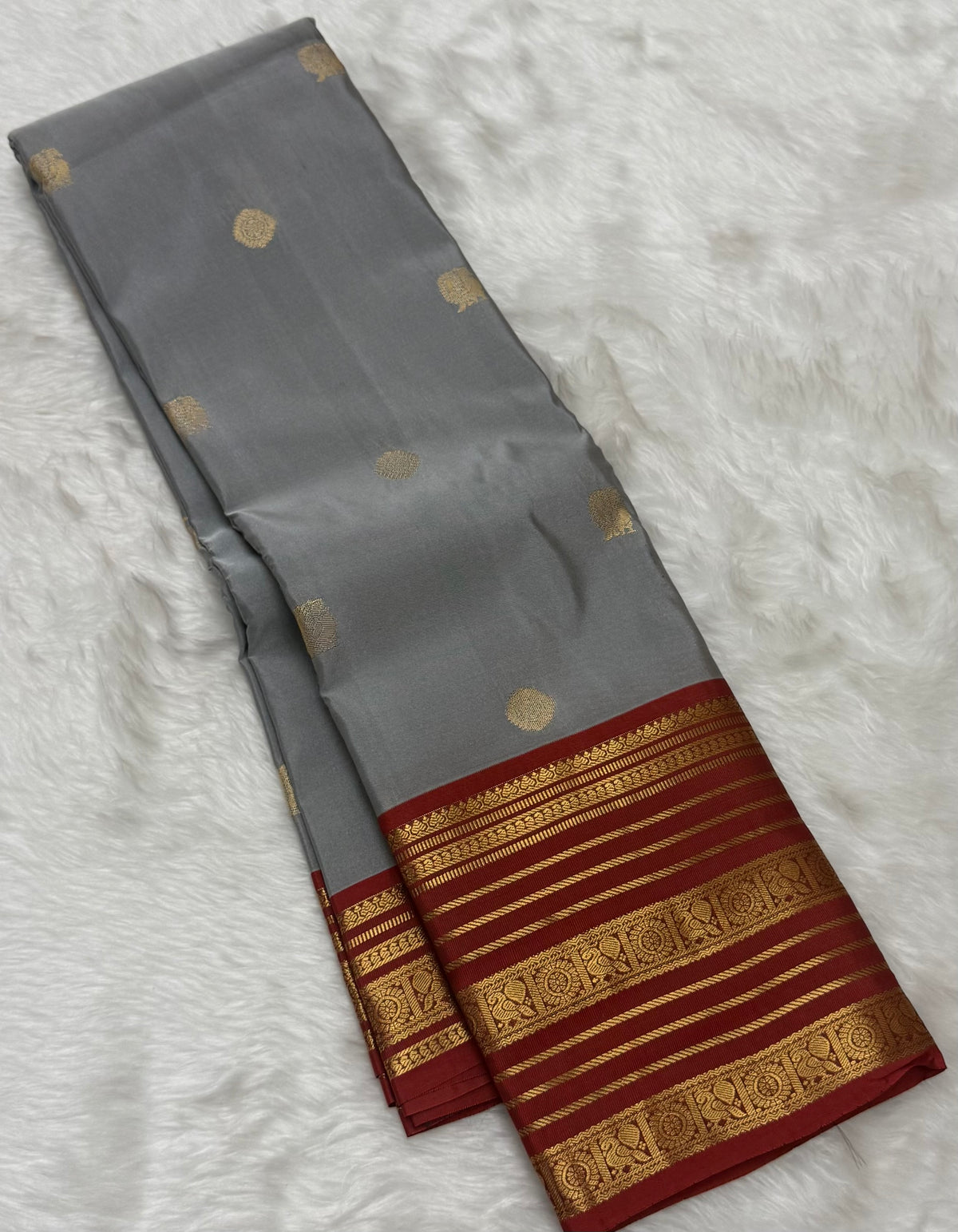PREMIUM SEMI KANCHI SILK SAREE - GREY