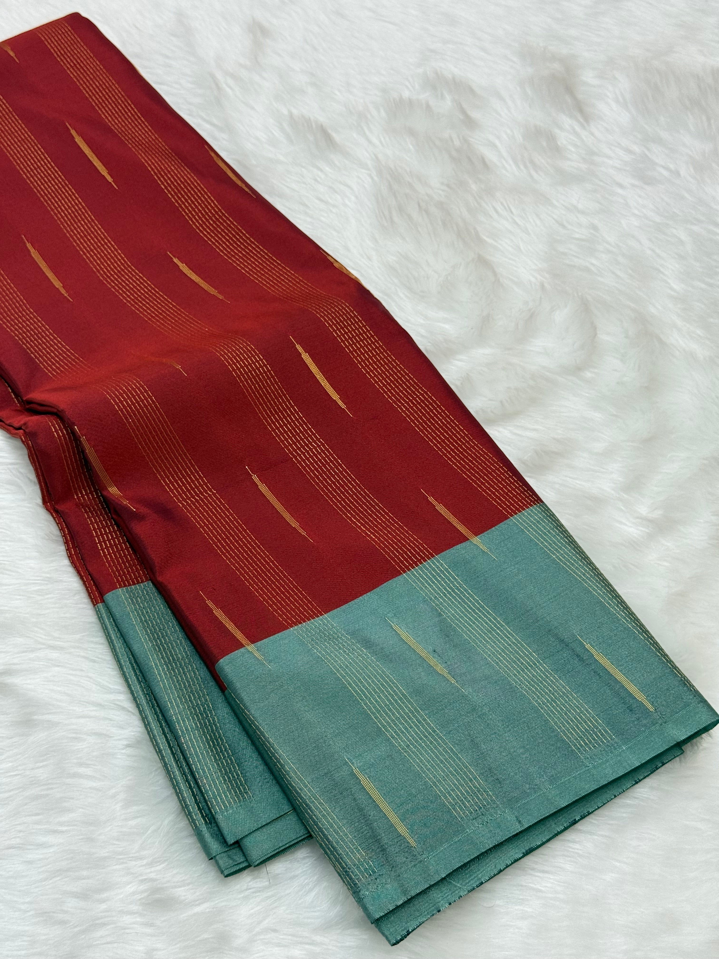 PREMIUM SEMI KANCHI SILK SAREE - DEEP MAROON