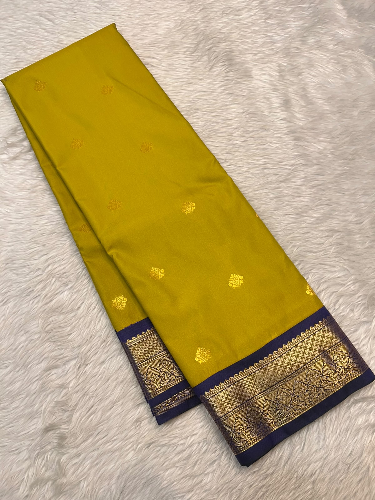 PREMIUM SEMI KANCHI SILK SAREE - YELLOW GREEN