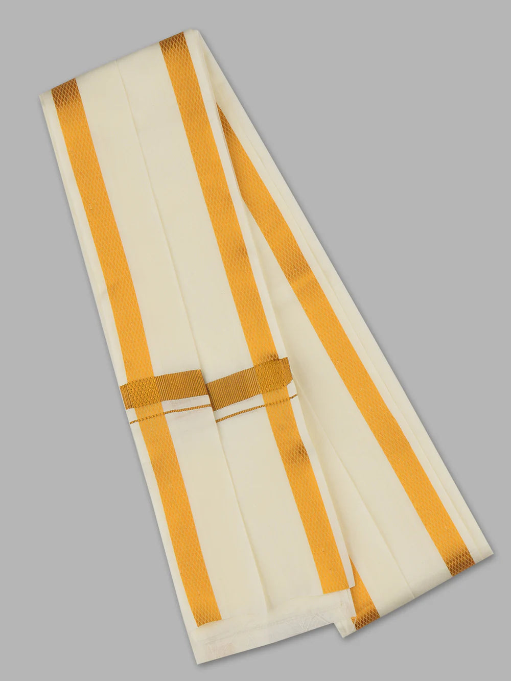 1/2'' DOUBLE BORDER GOLD ZARI CREAM TOWEL