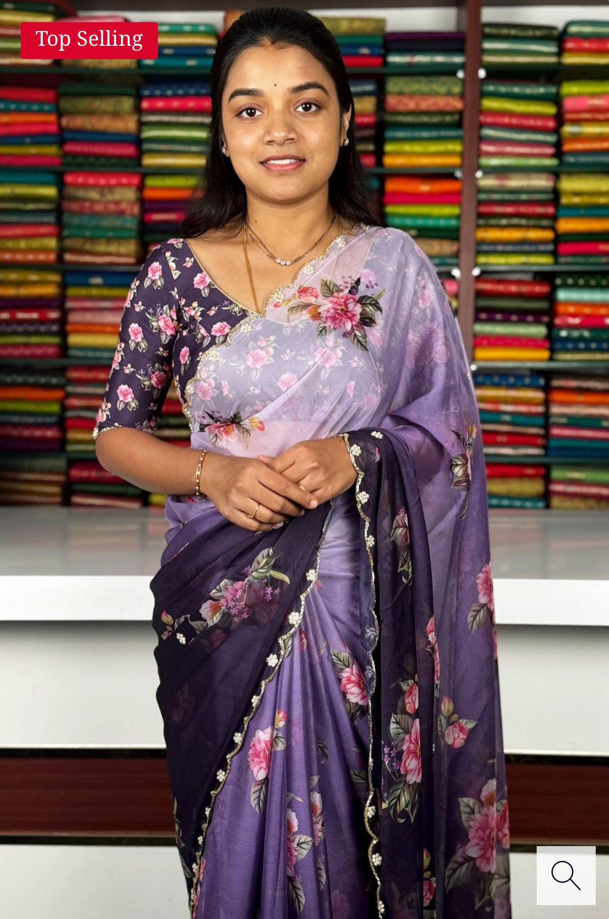 CHIFFON ZARDOSI CUTWORK LIGHT AND DARK PURPLE SAREE