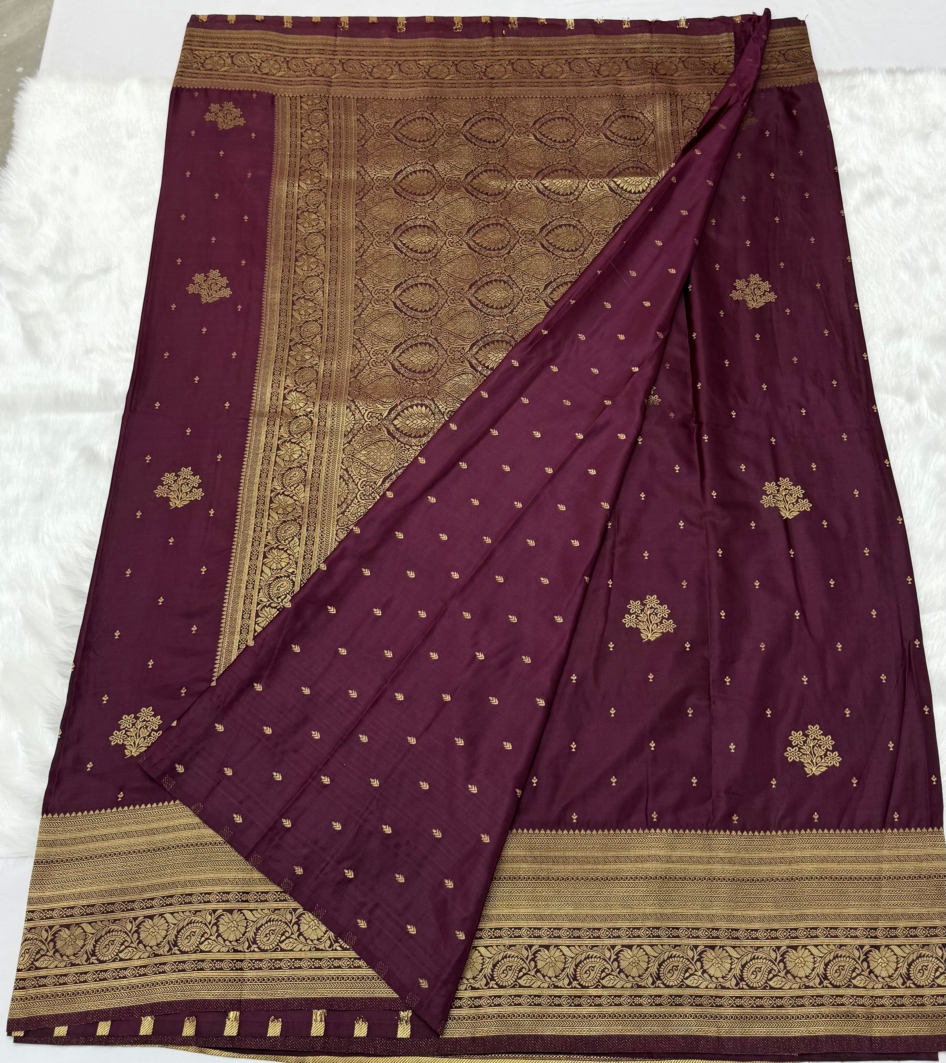 BEAUTIFUL SATIN FANCY SAREE - EGGPLANT