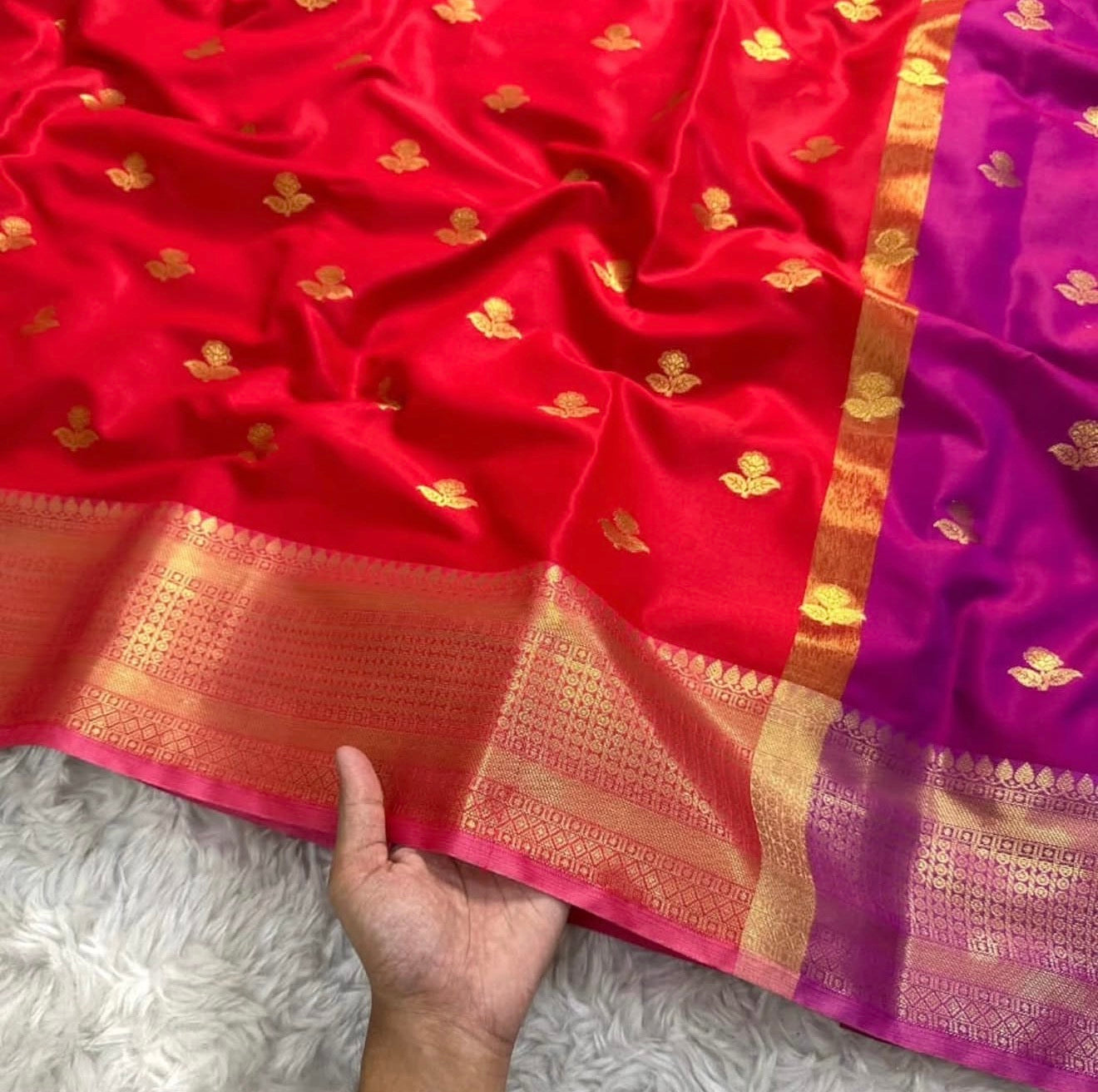 PREMIUM BANARASI KATAAN SILK SAREE - RED