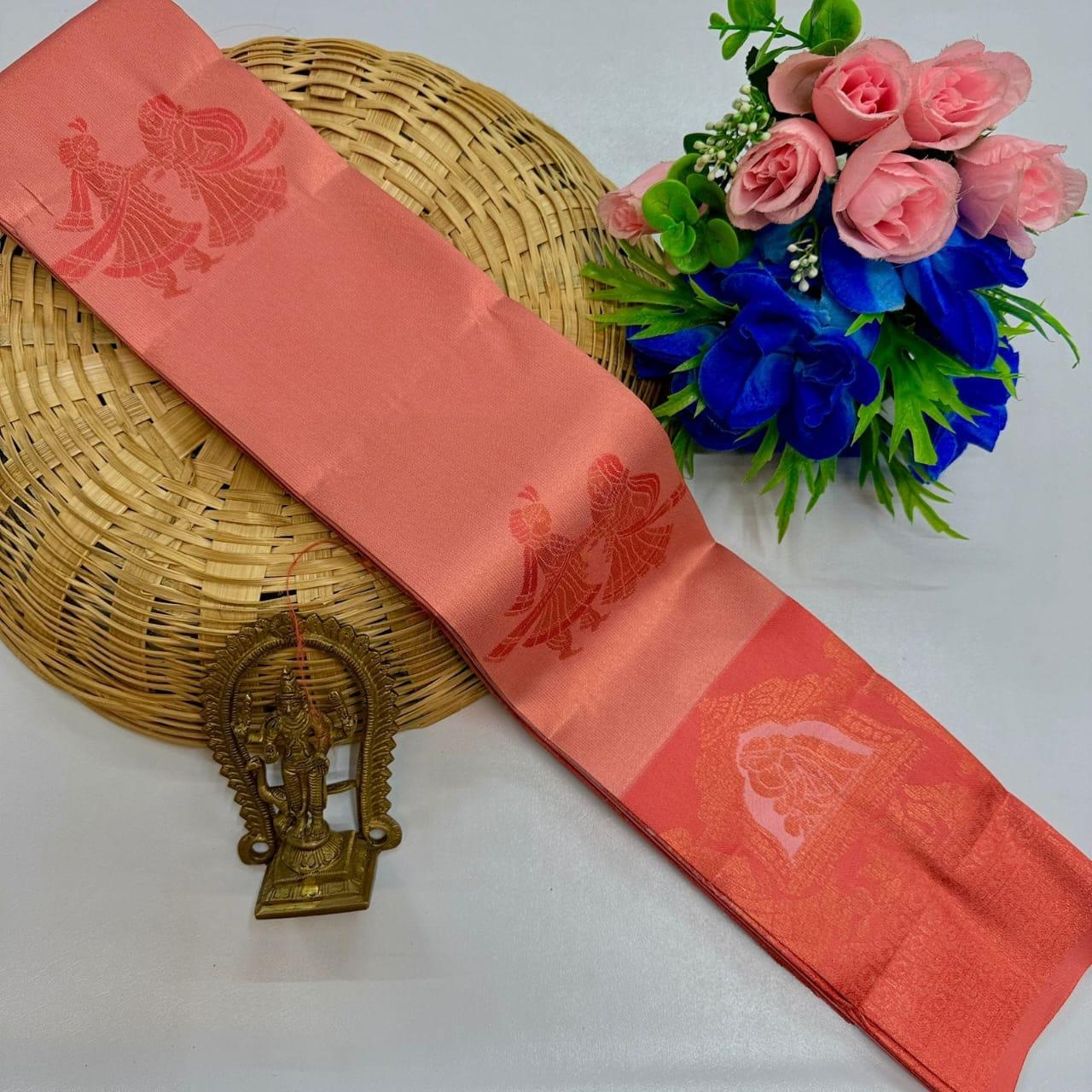 PALLAKU DESIGN KUBERA SILK SAREE - LIGHT PINK