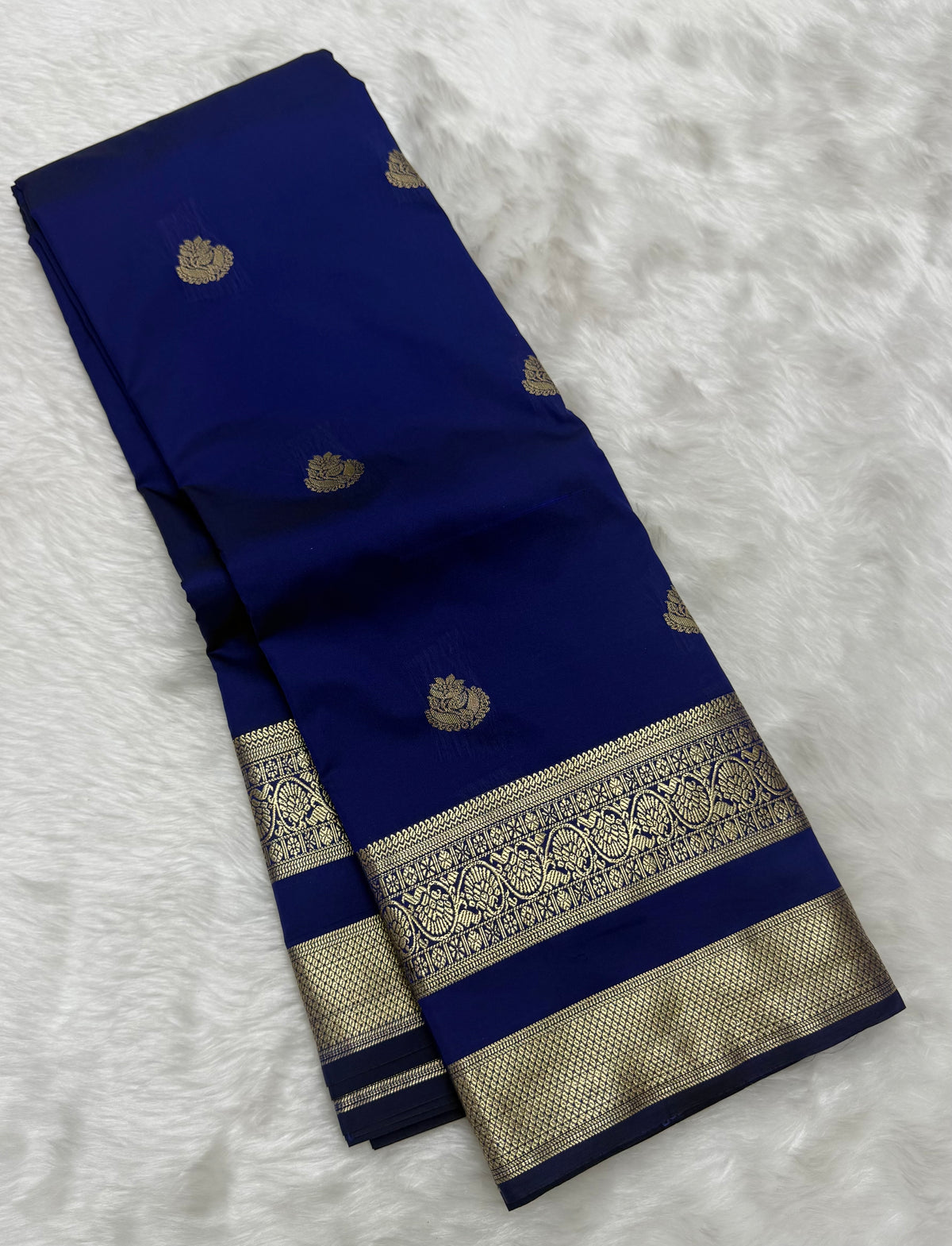 PREMIUM SEMI KANCHI SILK SAREE - ROYAL BLUE