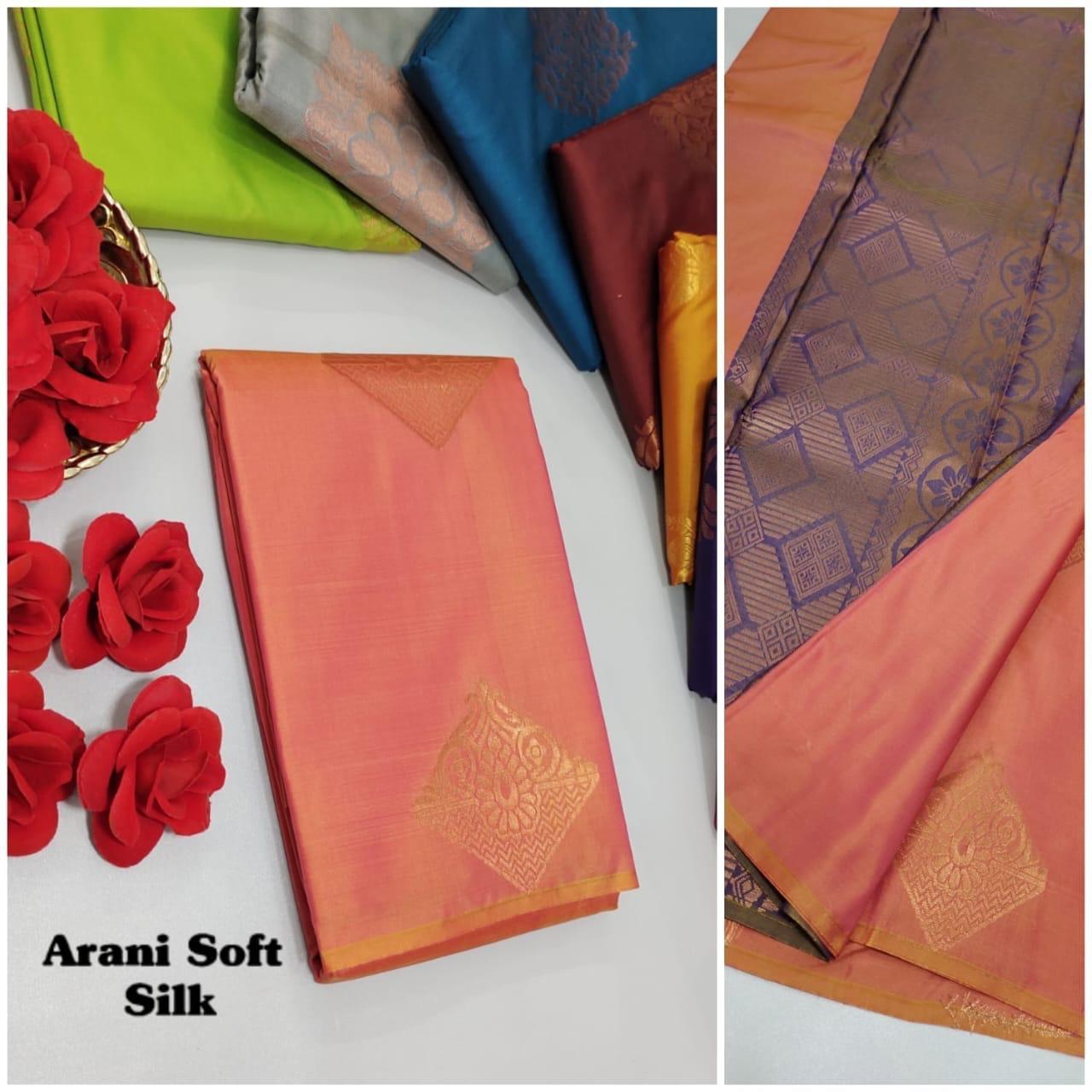 ARANI SOFT SILK SAREES - CORAL