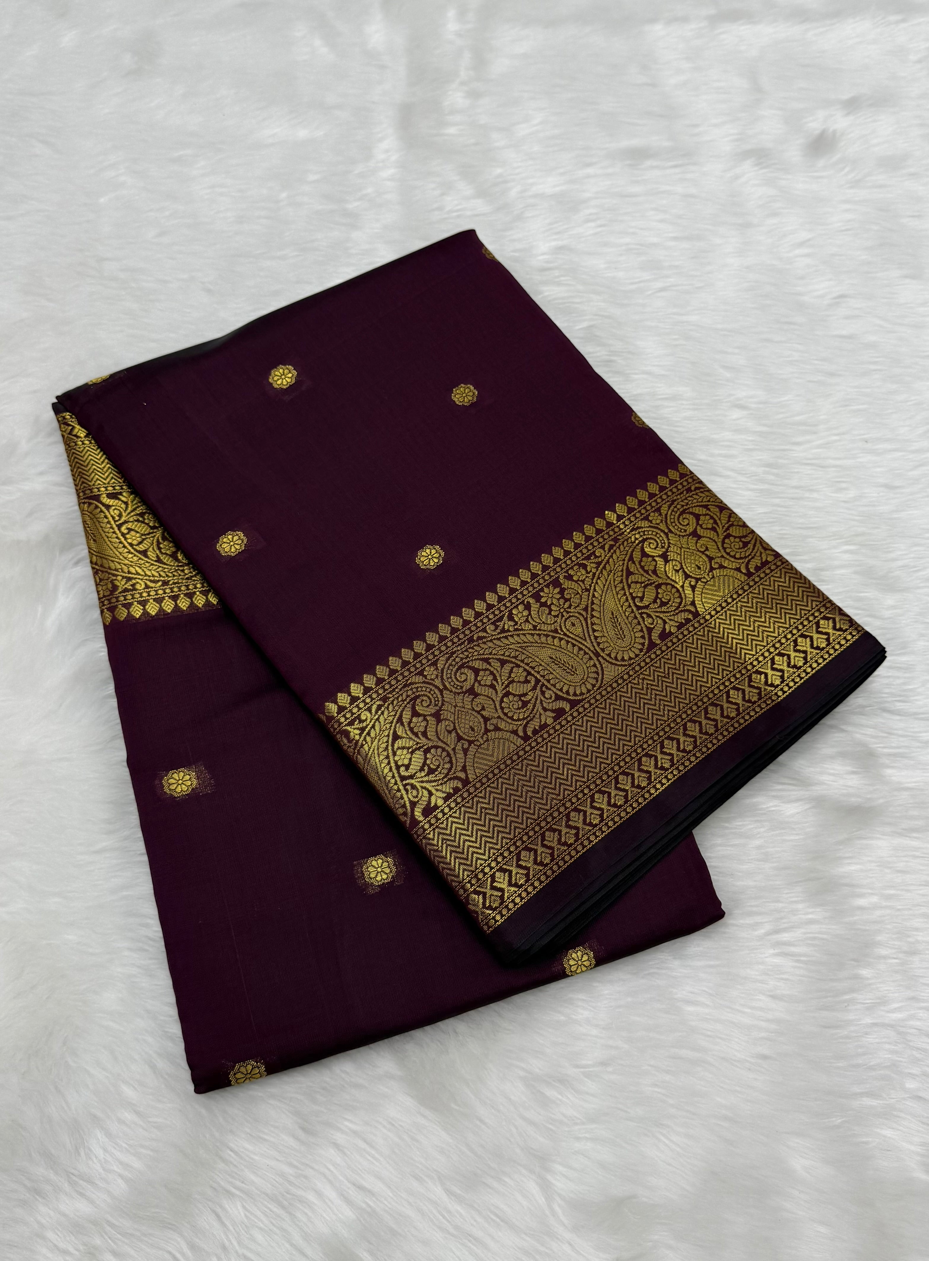 PREMIUM KATAN SILK SAREE - EGGPLANT