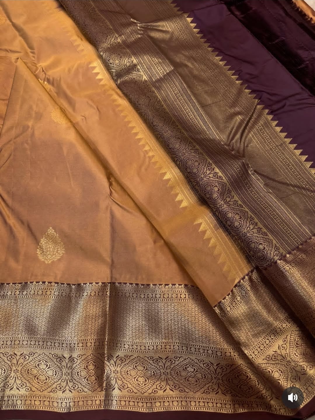 PREMIUM SEMI KANCHI SILK SAREE - PASTEL PEACH