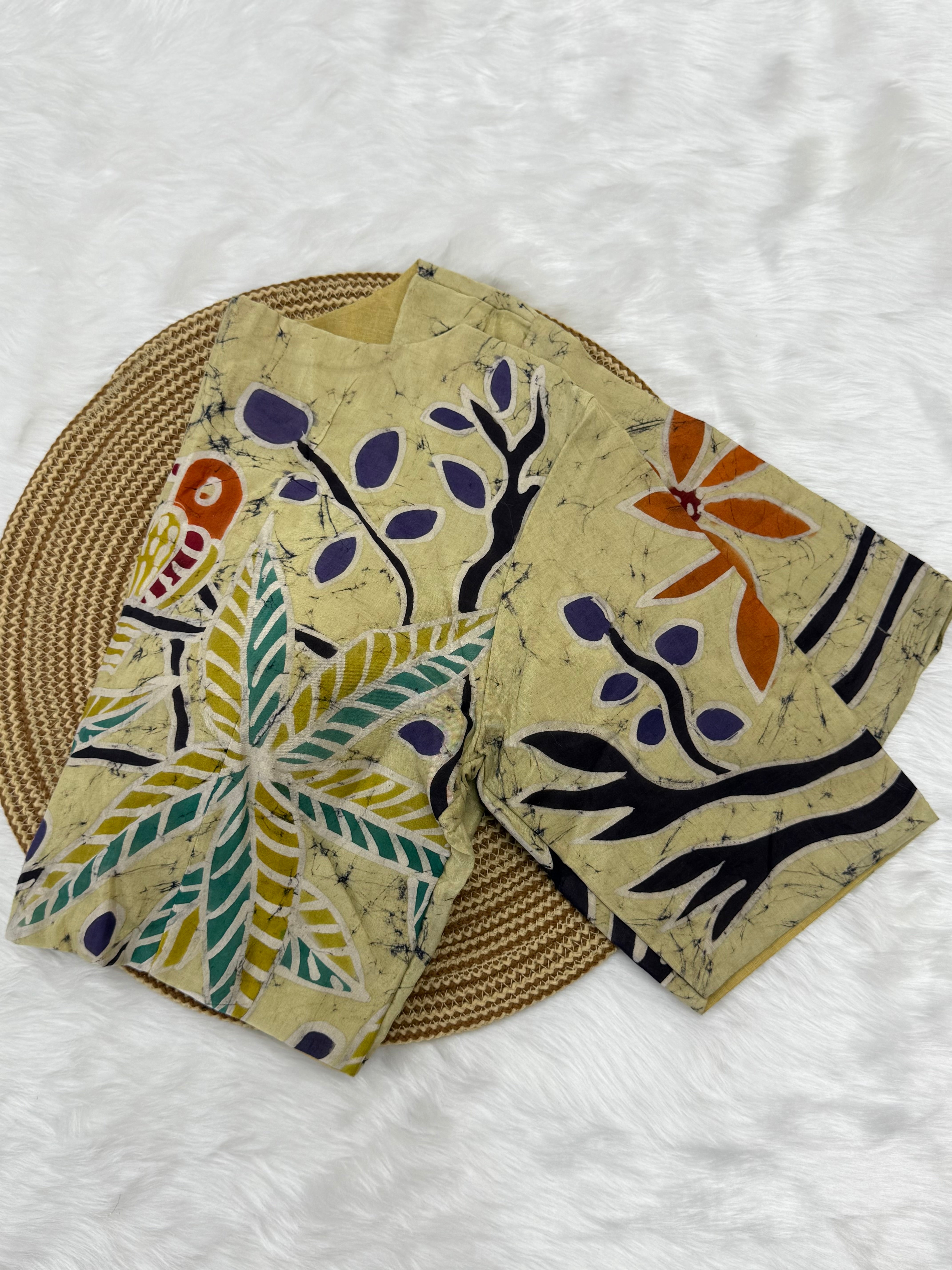 PRINTED COTTON HIGHNECK READYMADE BLOUSE