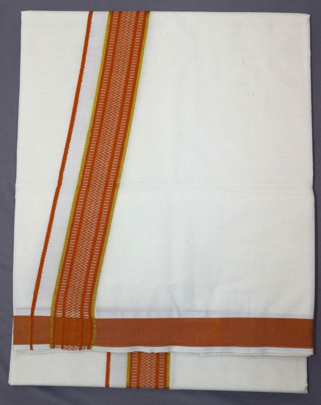 MEN'S SINGLE DHOTI CREAM WITH FANCY BORDER