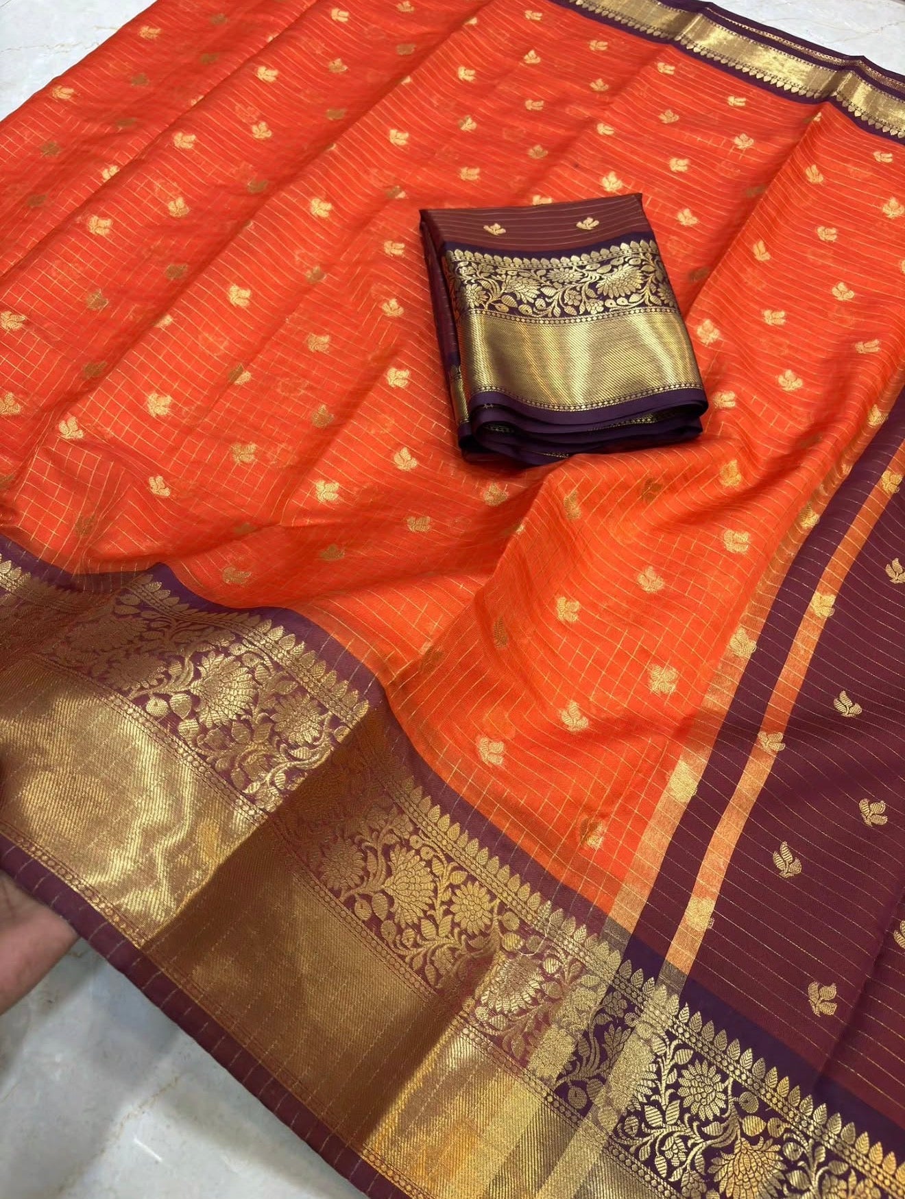 TRENDING BANARASI SILK SAREE - RUST ORANGE