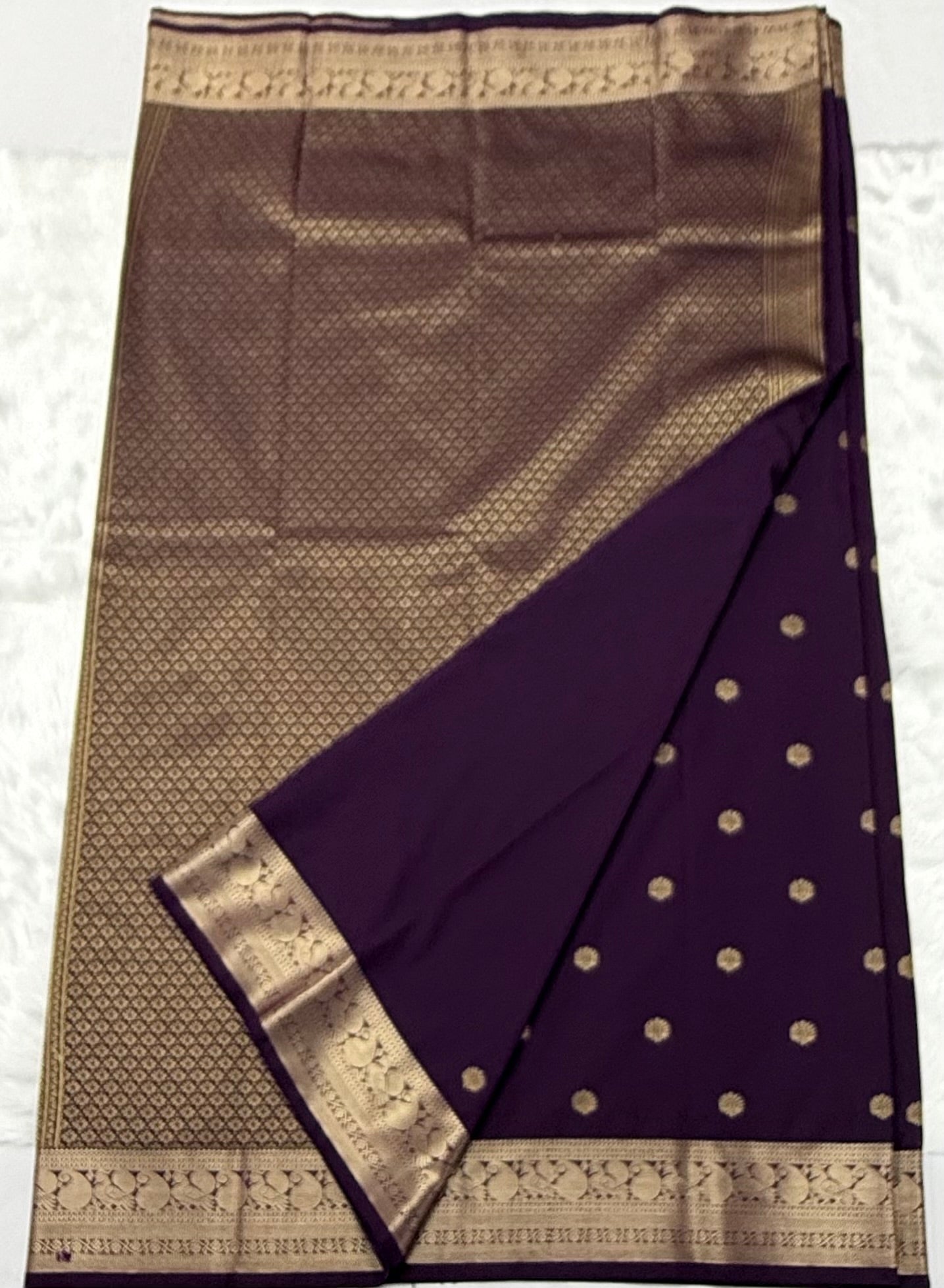 PREMIUM SEMI KANCHI SILK SAREE - DEEP PURPLE