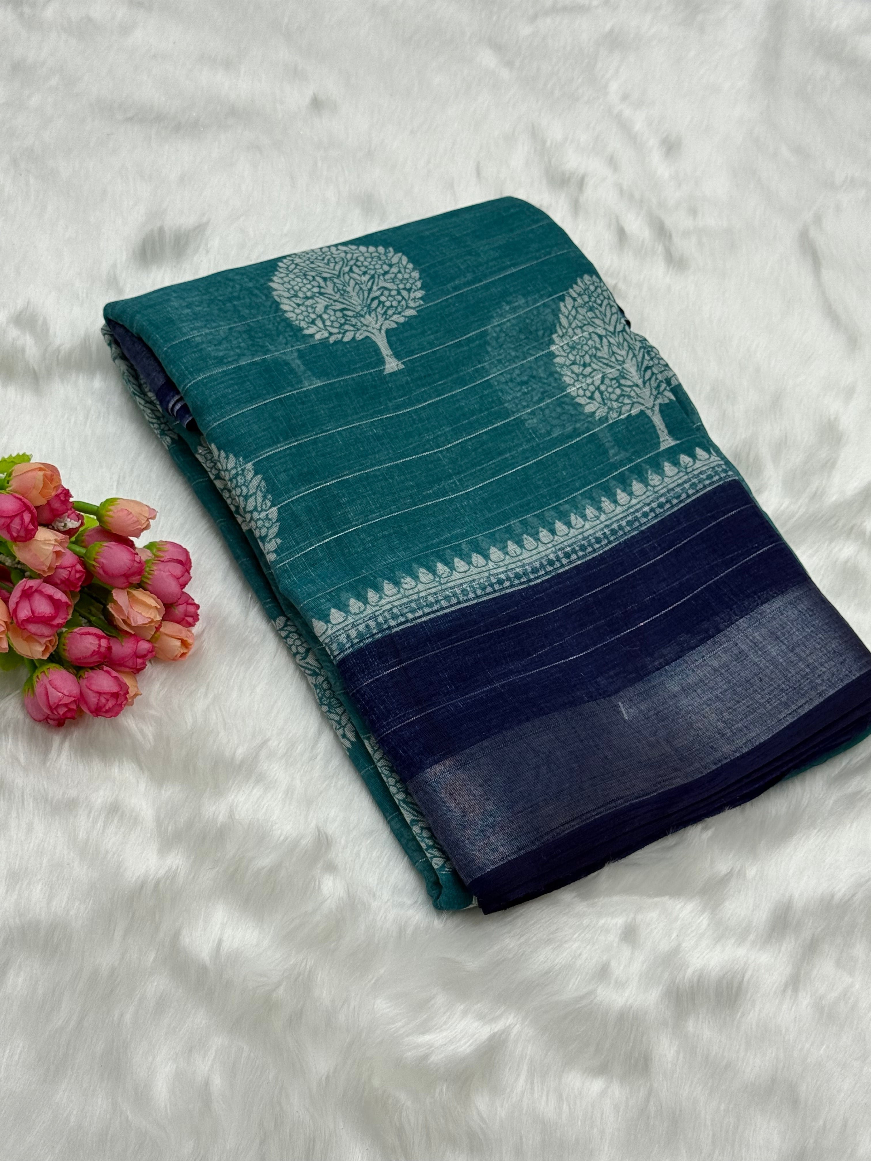 FANCY DOLLA SILK SAREE - TEAL GREEN