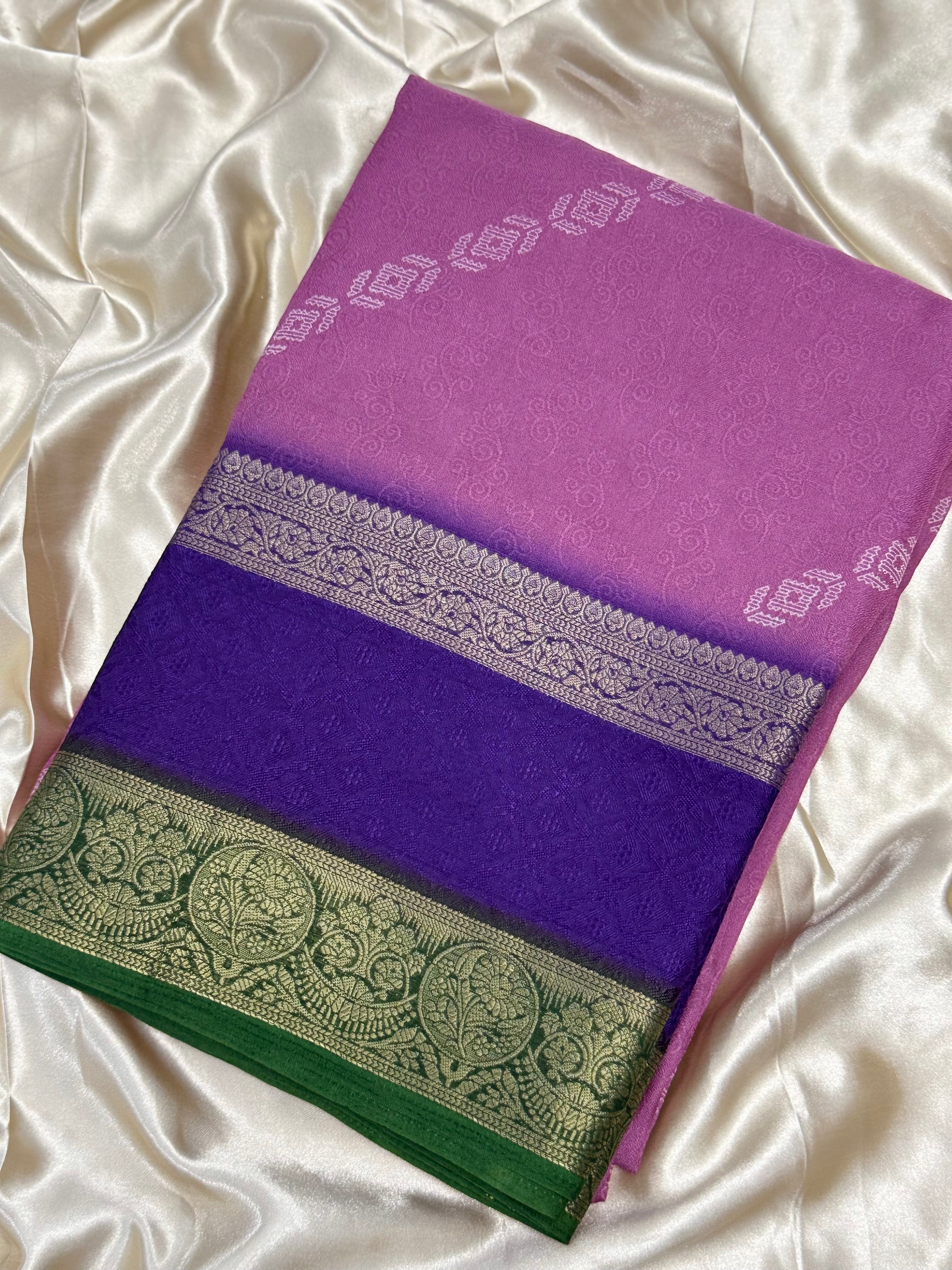 DUPION GEORGETTE SAREE - MAUVE PINK
