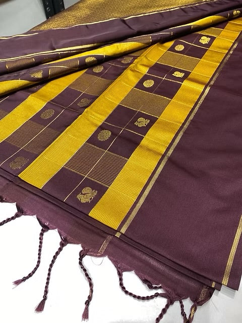 PREMIUM SAMPANGI BROWN PAALUM PAZHAMUM SAREE
