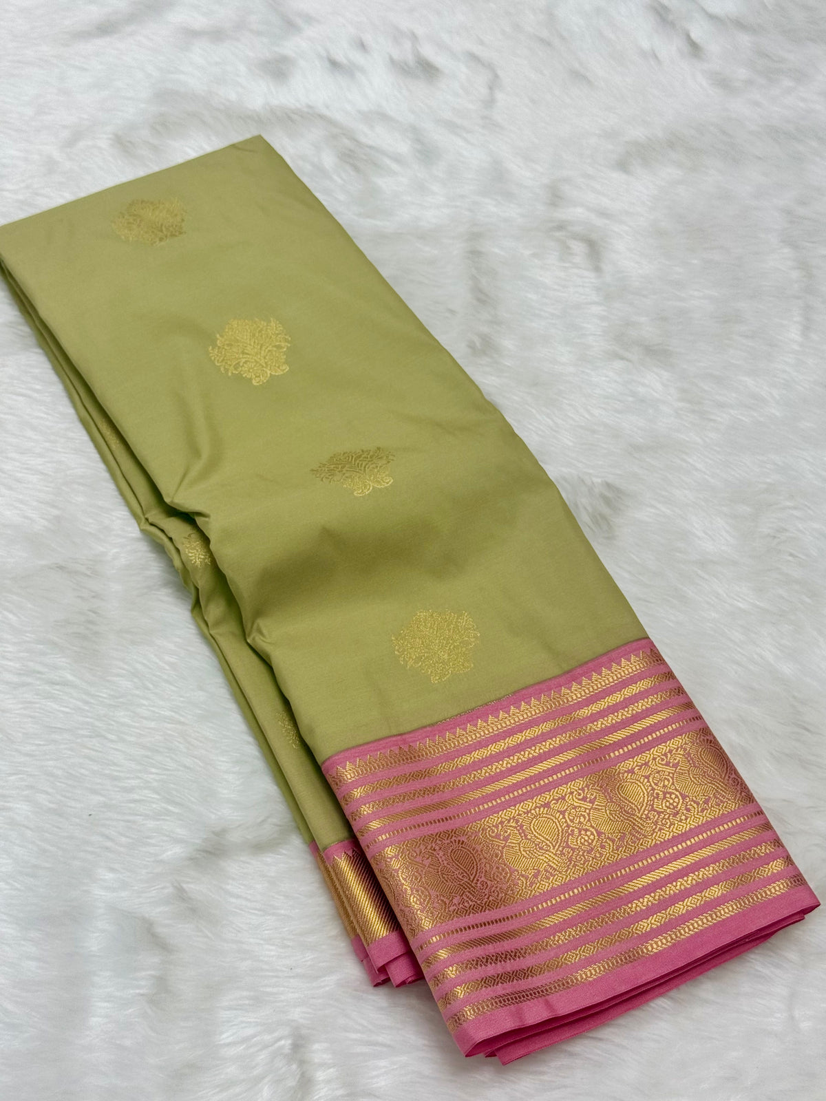 PREMIUM SEMI KANCHI SILK SAREE - PASTEL GREEN