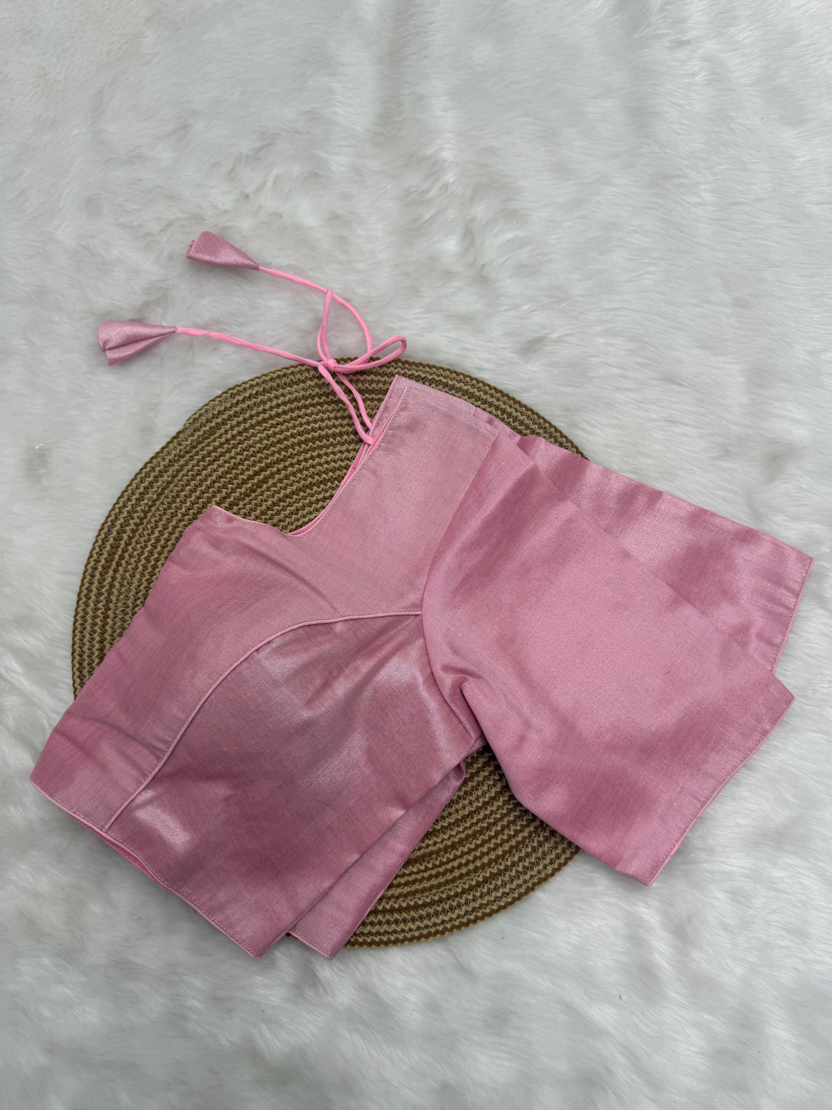 PLAIN TISSUE READY TO WEAR SAREE BLOUSE - DUSTY ROSE PINK