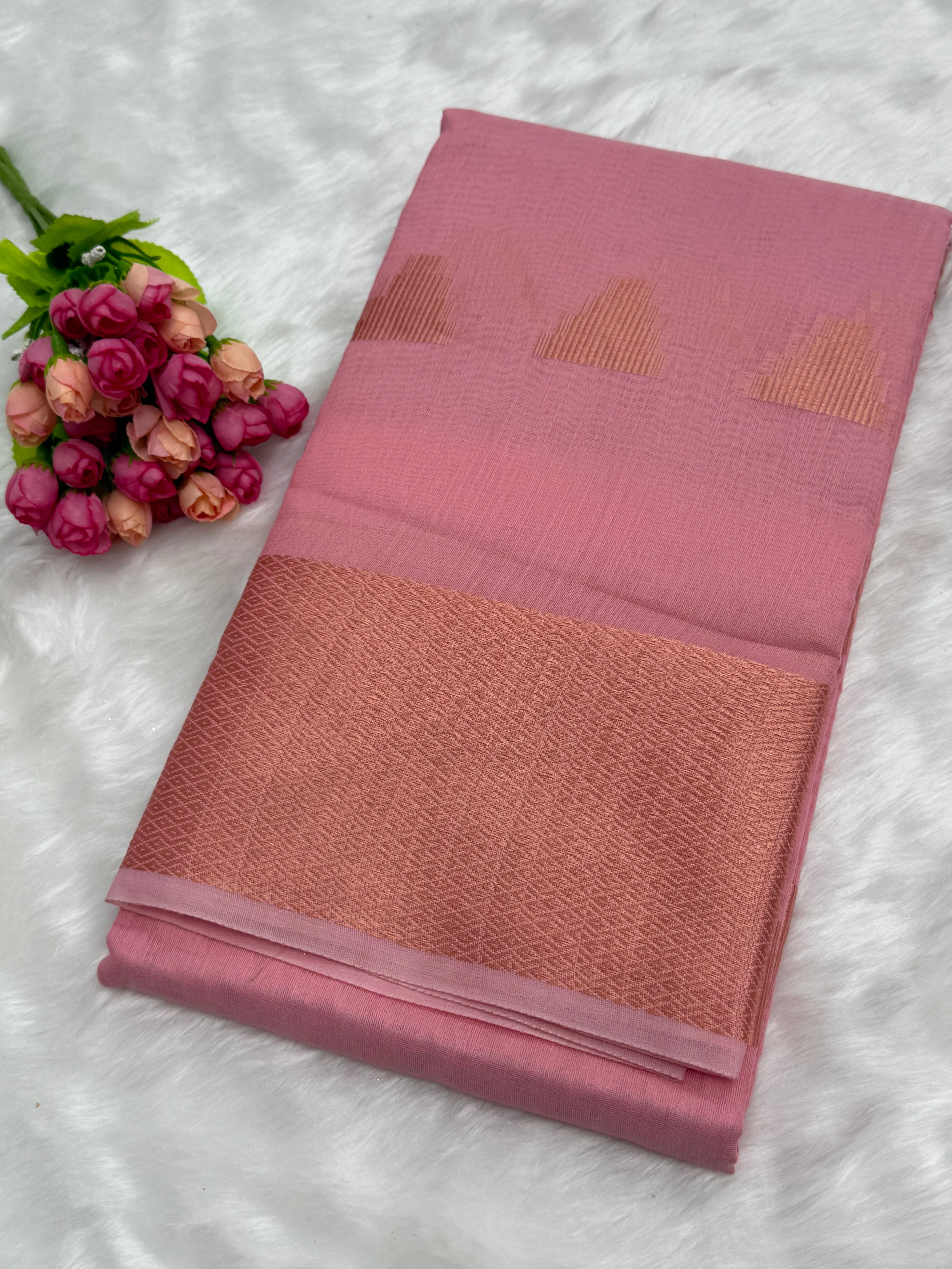 CHANDERI COTTON SILK SAREE - PUCE