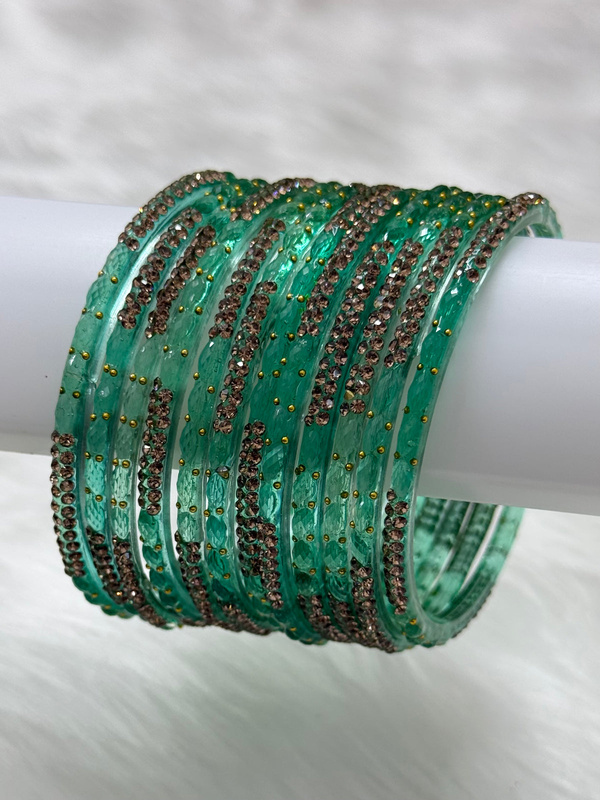 PREMIUM STONE STUDDED GLASS BANGLES PACK OF 12