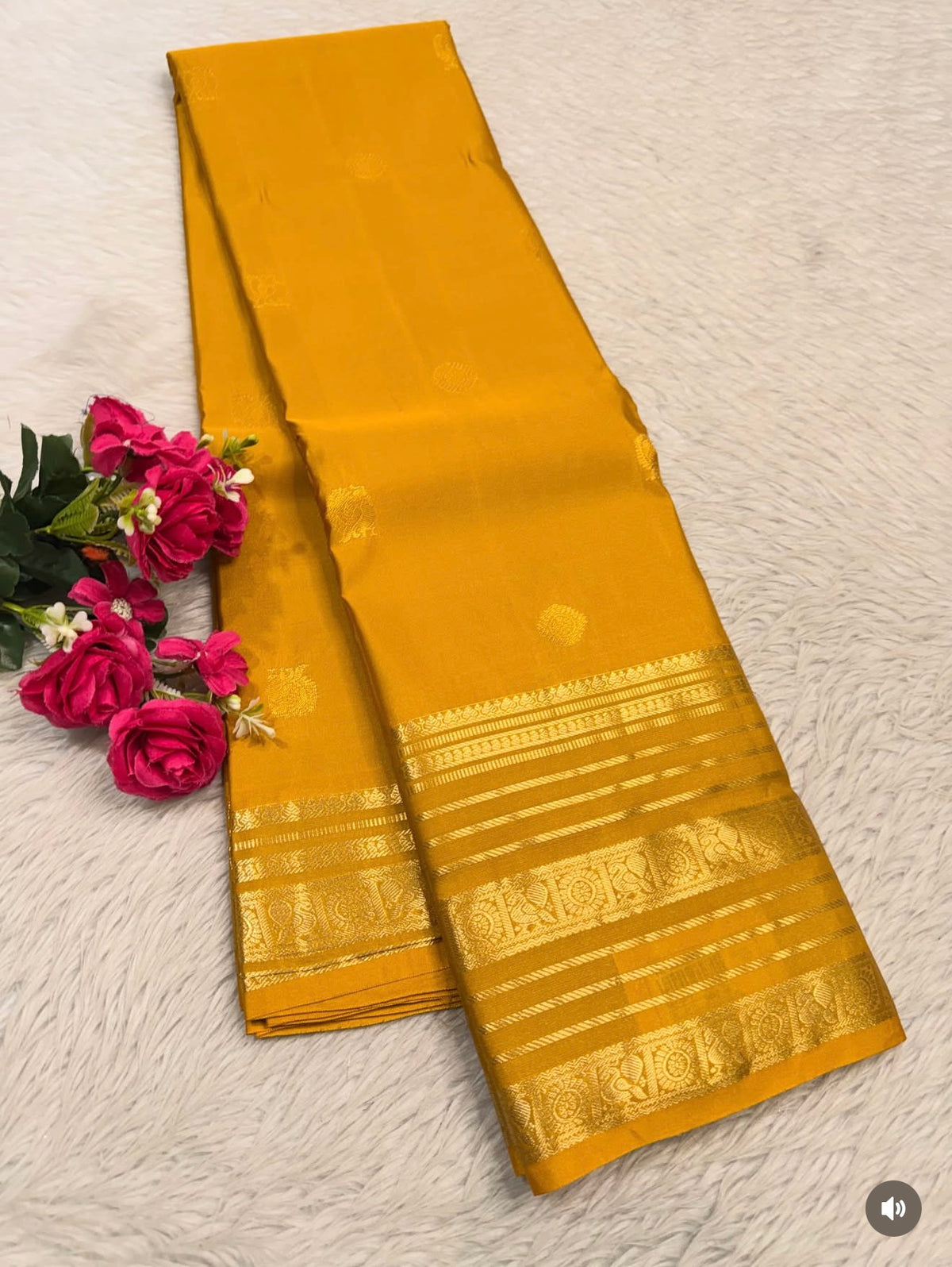PREMIUM SEMI KANCHI SILK SAREE - GOLDEN YELLOW