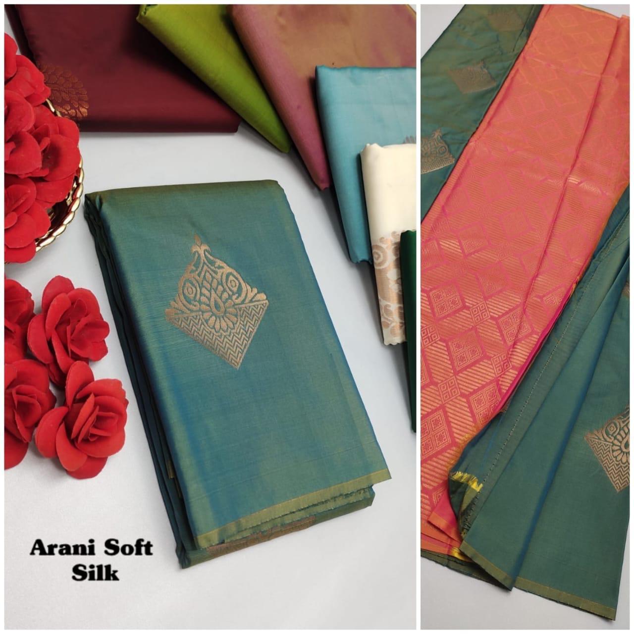 ARANI SOFT SILK SAREES - JADE GREEN