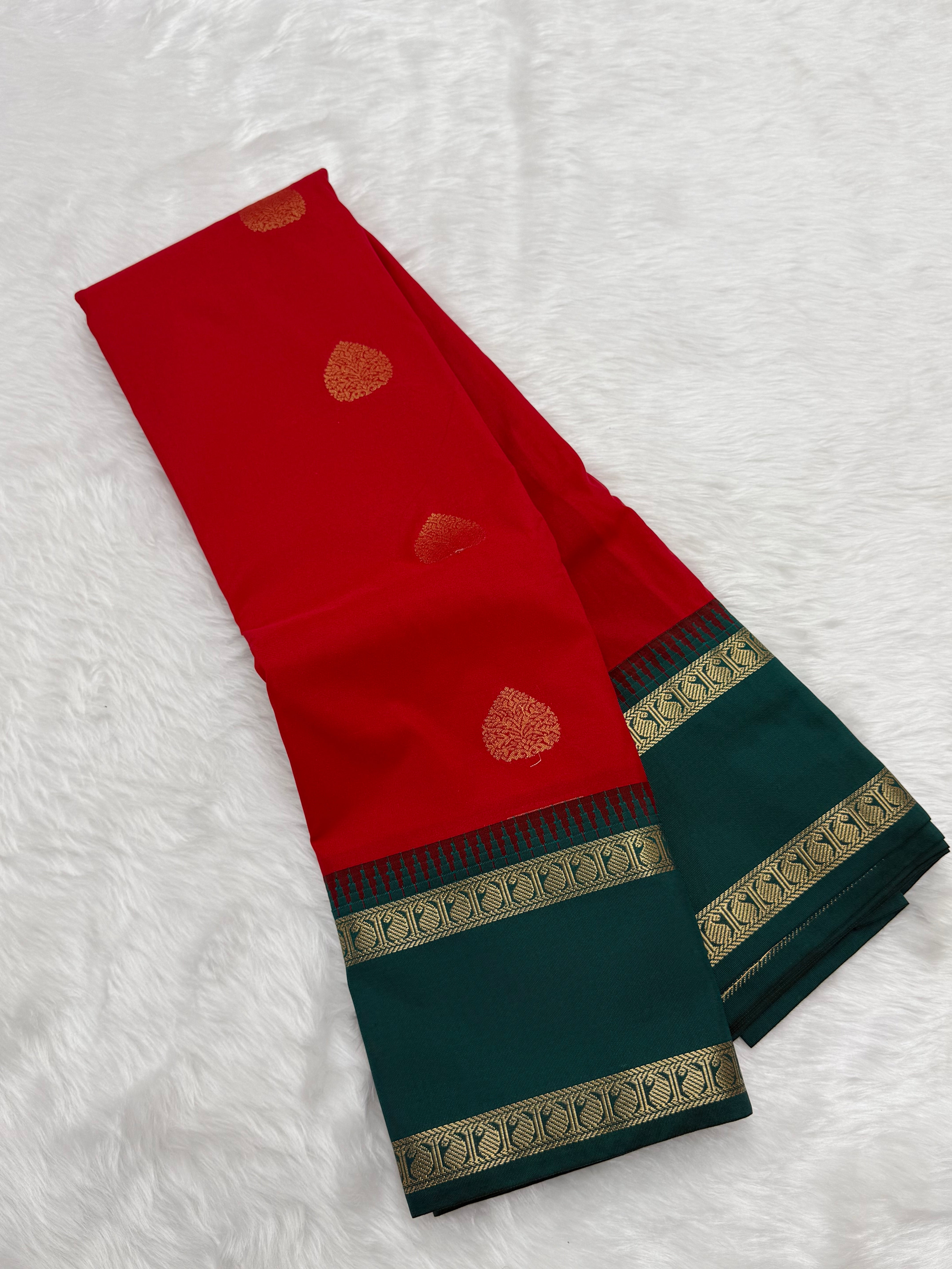 PREMIUM SEMI KANCHI SILK SAREE - LOVE RED