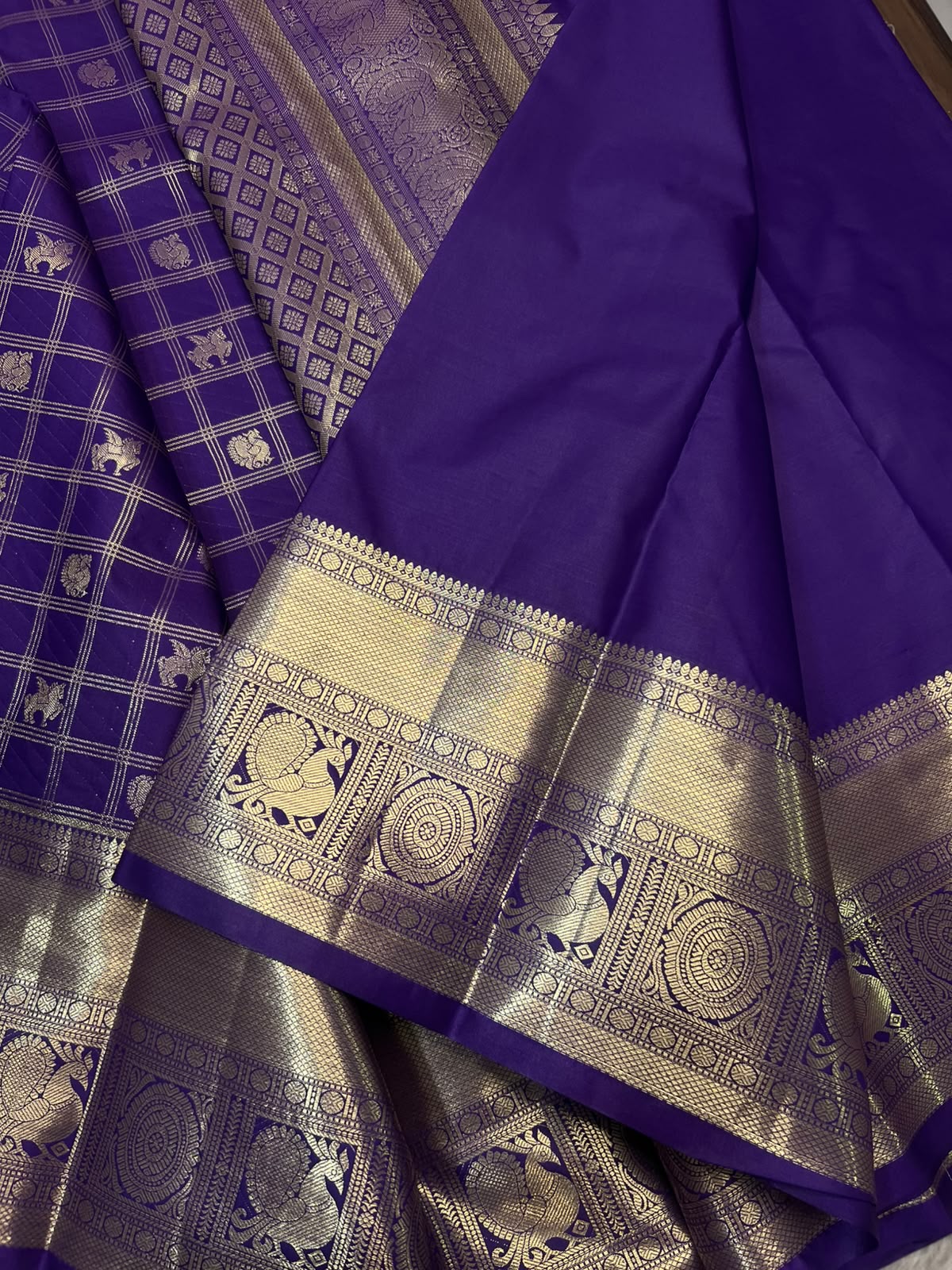 PREMIUM SEMI KANCHI SILK SAREE - INDIGO PURPLE